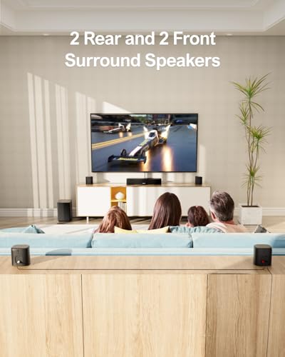ULTIMEA Sound Bar Impianto Surround Virtuale per TV, Soundbar TV 7.1 330W, Soundbar per TV Impianto Audio Home Theater, App Controllo, Subwoofer, 4 Altoparlanti Surround, BT/OPT/AUX, Aura A40 : Elettronica