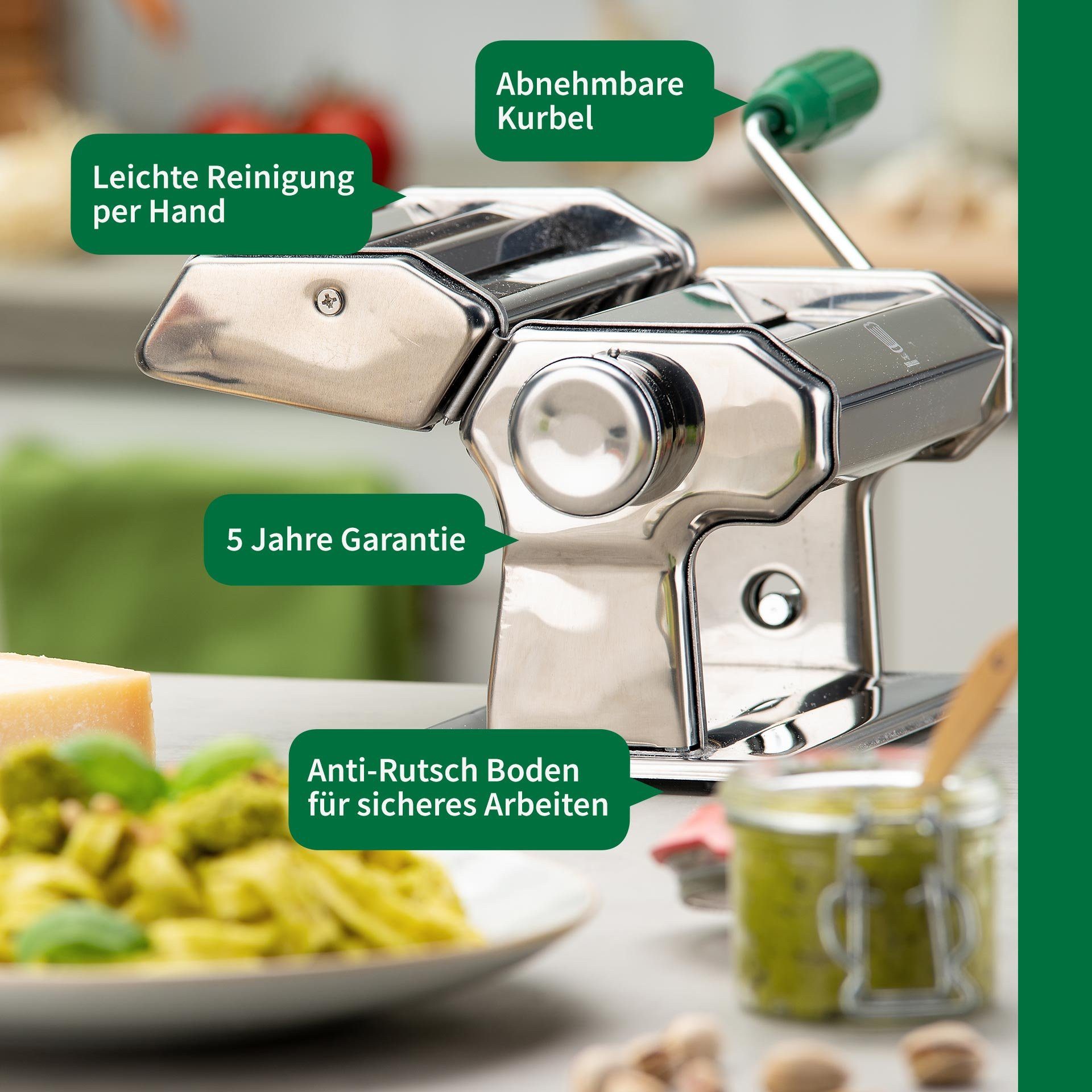 Nudelmaschine Nudelmaschine für leckere Pasta – mit Tischhalterung