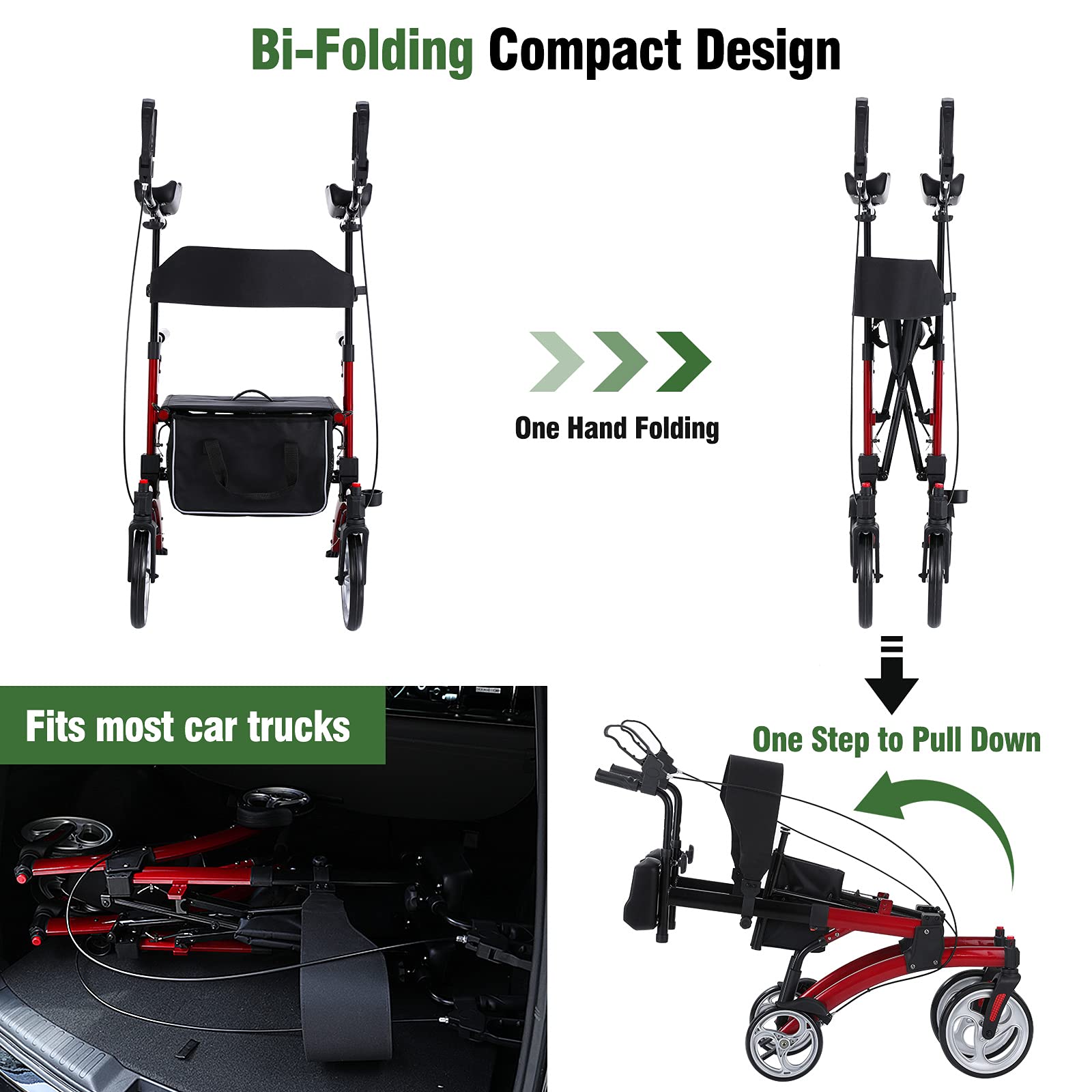 Healconnex Upright Rollator Walkers for Seniors- Stand up Rolling Walker with Seats and 10" Wheels, Padded Armrest and Backrest,Tall Rolling Mobility Aid with Basket, Foam Handle to Stand up