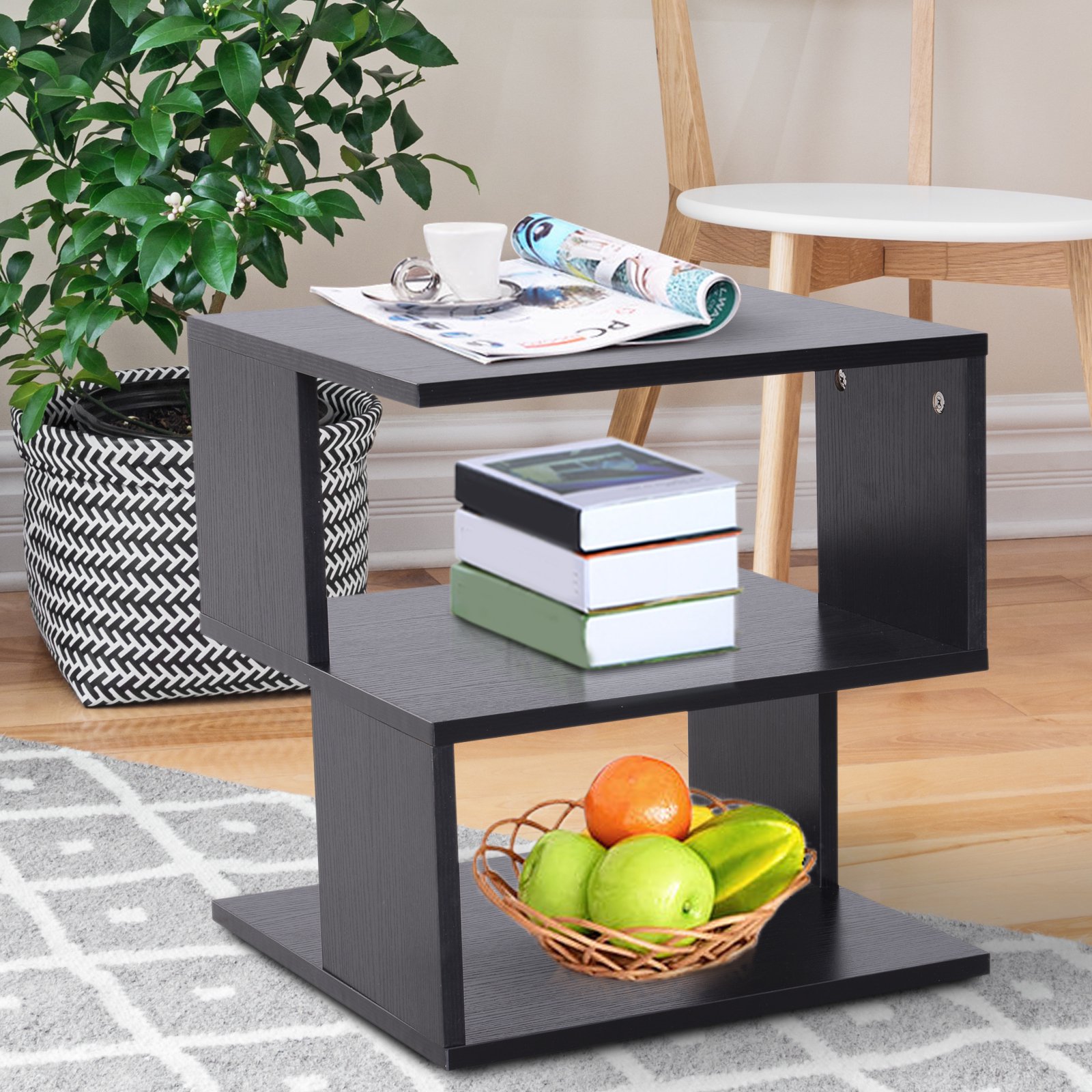 HOMCOM Beistelltisch Betttisch mit modernes Design, Couchtisch für Büro Wohnzimmer Esszimmer Arbeitszimmer, leicht zu montieren, Spanplatte, Schwarz, 40x40x43 cm