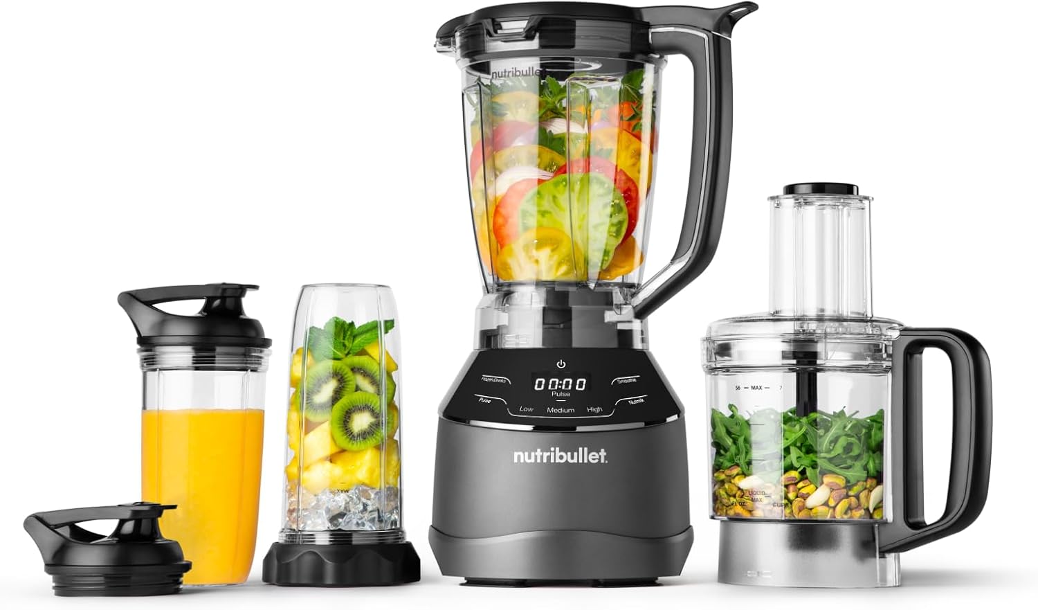 nutribullet Triple Prep, Robot da cucina, Frullatore Multifunzione, Potenza 1500W, Caraffa 1.8l, Ciotola robot da 1,6l, disco per affettare e sminuzzare, lama per impastare e tritare, nero, NBF580B