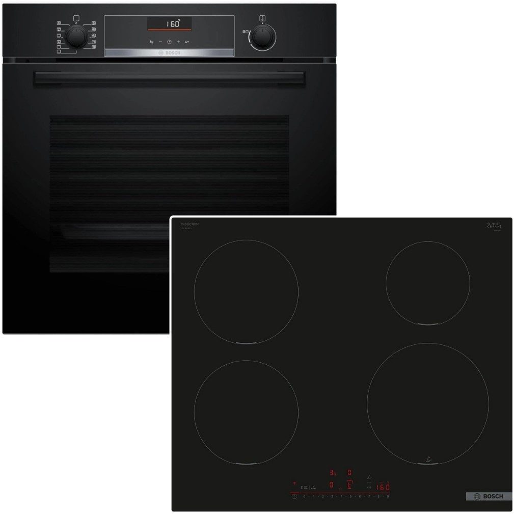 Backofen-Set Teleskopauszug 3DHeißluft + Induktionskochfeld HomeConnect PowerBoost