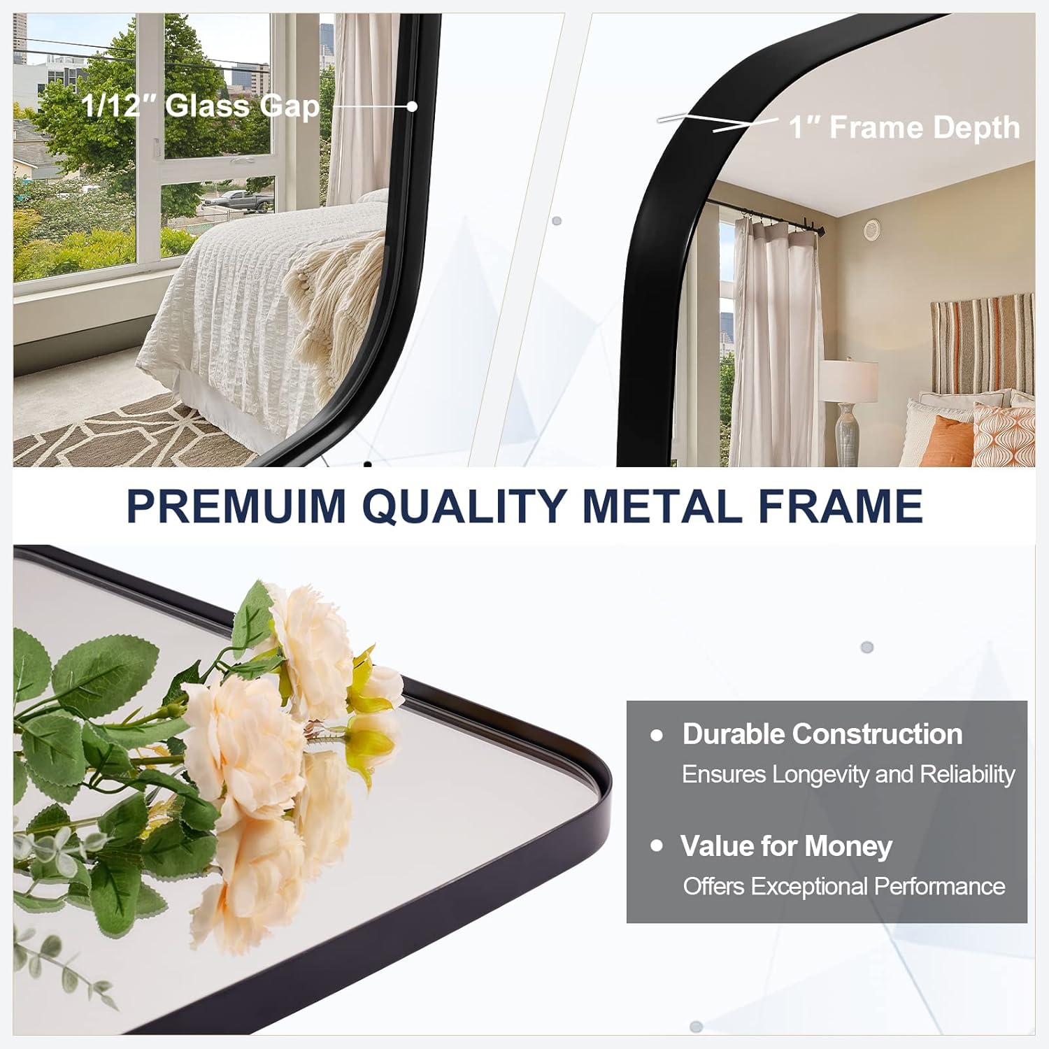 ANDY STAR Black Oblong Mirror, 36x48 Inch Black Oval Mirror for Bathroom with Stainless Steel Metal Frame, Wall Mouned for Bathroom, Living Room, Entryway