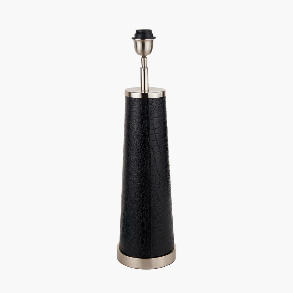 Laurence Black Croc Leather and Silver Table Lamp