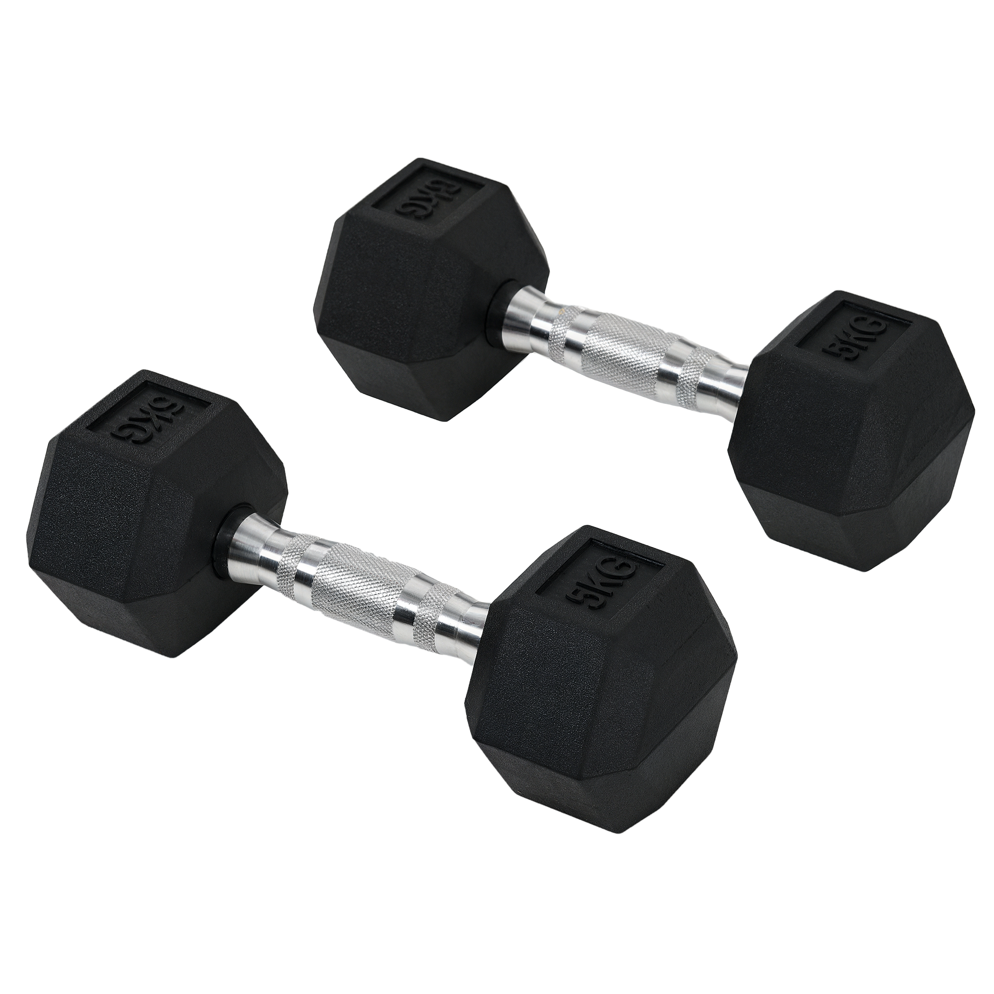HOMCOM Hantelset, 2er Set Hanteln mit gerändeltem Griff, Kurzhantelset aus Gusseisen, 2 x 5 kg, Kurzhanteln für Männer und Frauen, Dumbbell Set für Zuhause, Fitnessstudio, Krafttraining