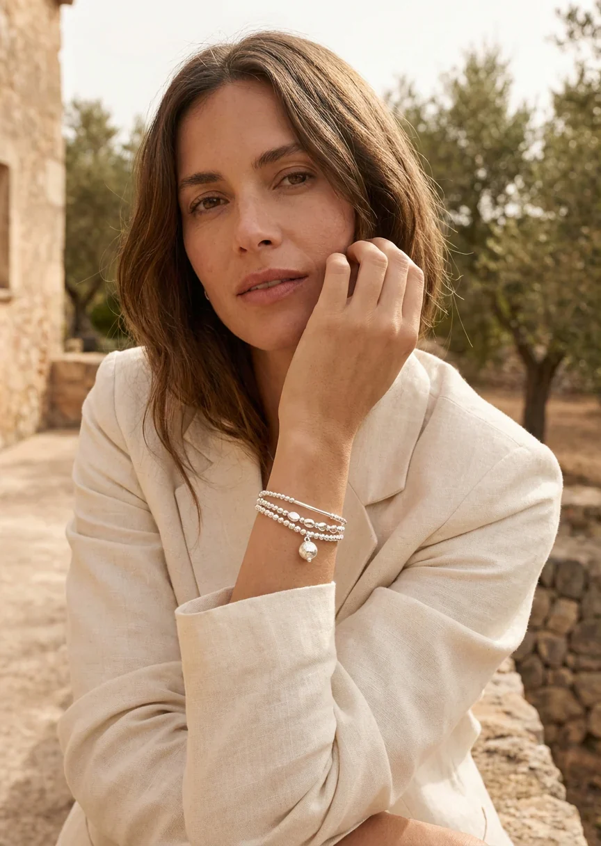 Envy Triple Layer Stretch Bracelet , Silver