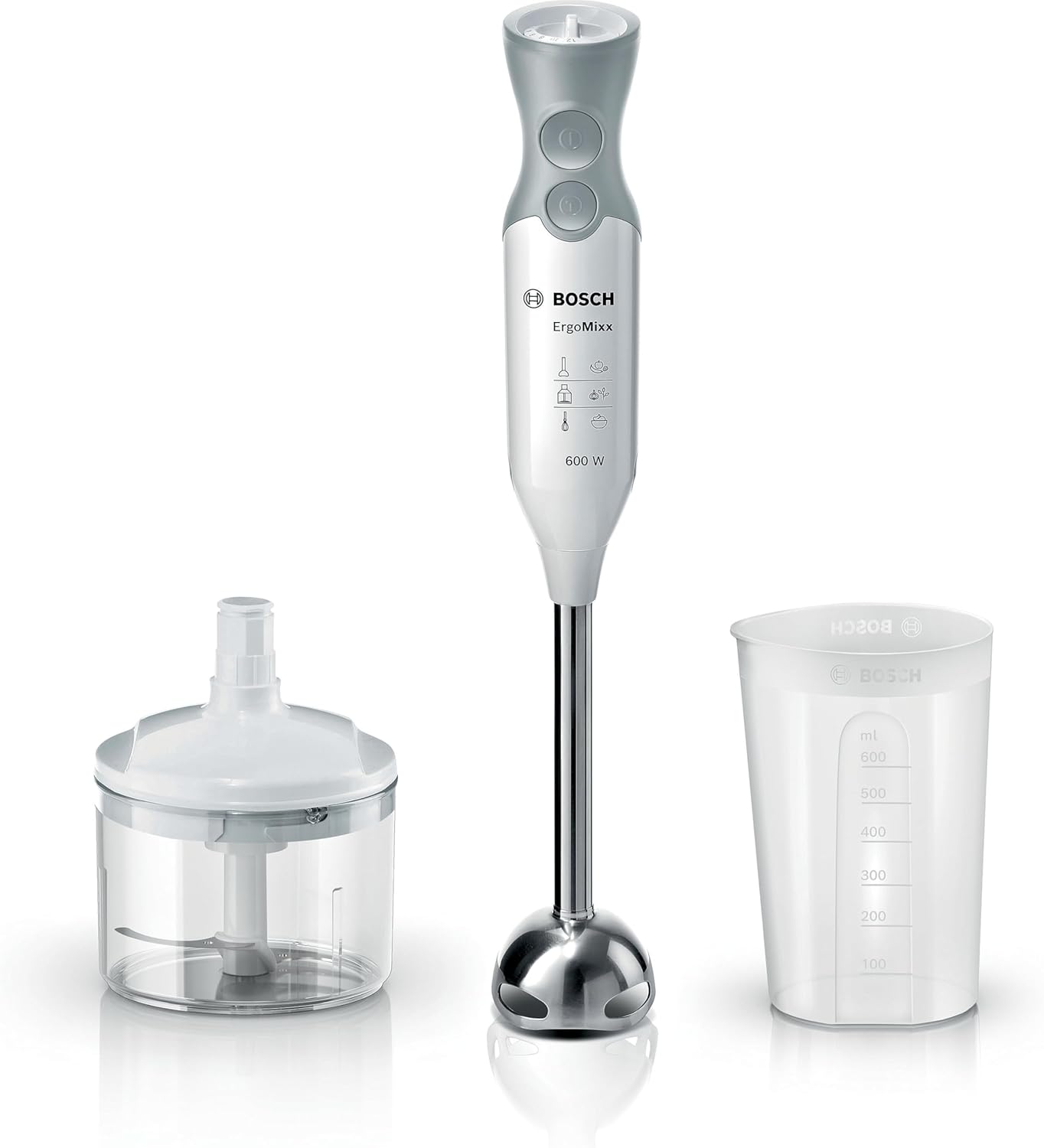 Bosch ErgomMixx Immersion Mixer, Blender, 600 W, 70 Decibel, Plastic, 12 Speed, White