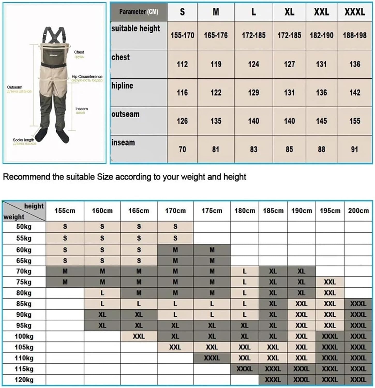 Anglerhosen Wathosen for Fliegenfischen mit Watschuhen, Gummisohle, Fischhose, Aqua-Sneakers, Kleidungsset, Jagd, rutschfest(Shoes 43 Pants M)