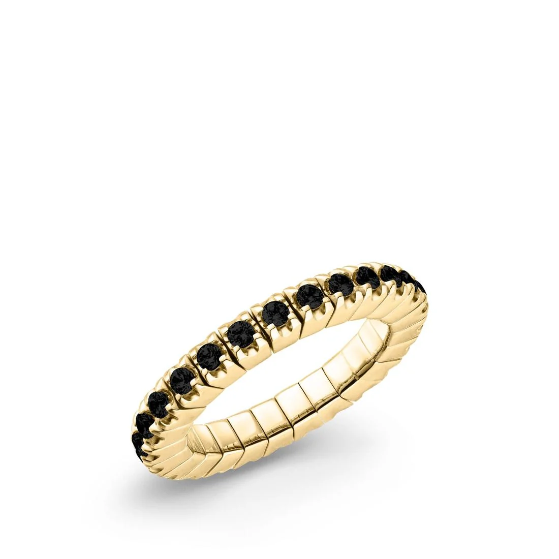 Anello Luis&Freya in argento dorato flessibile con pietre nere 2,5mm