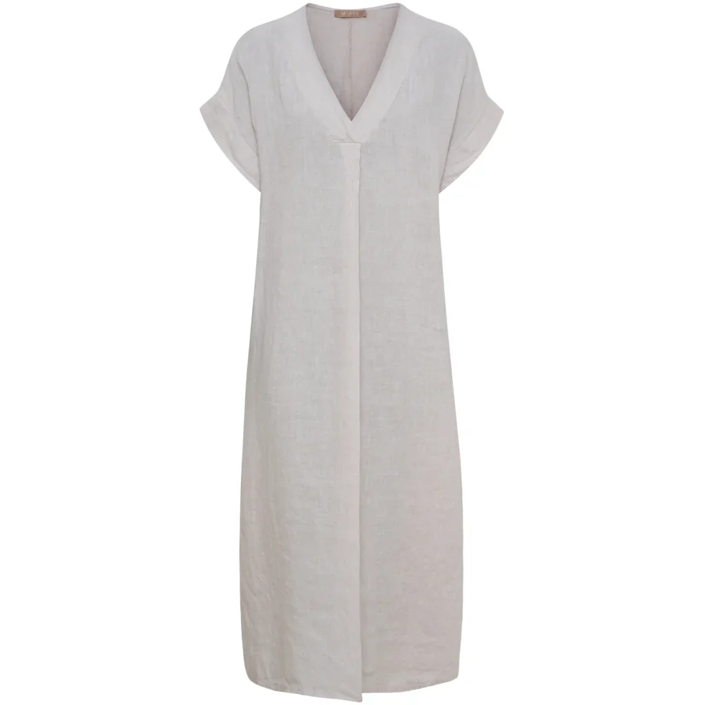Latte Linen V-Neck Maxi Dress with Pockets by Marta Du Chateau
