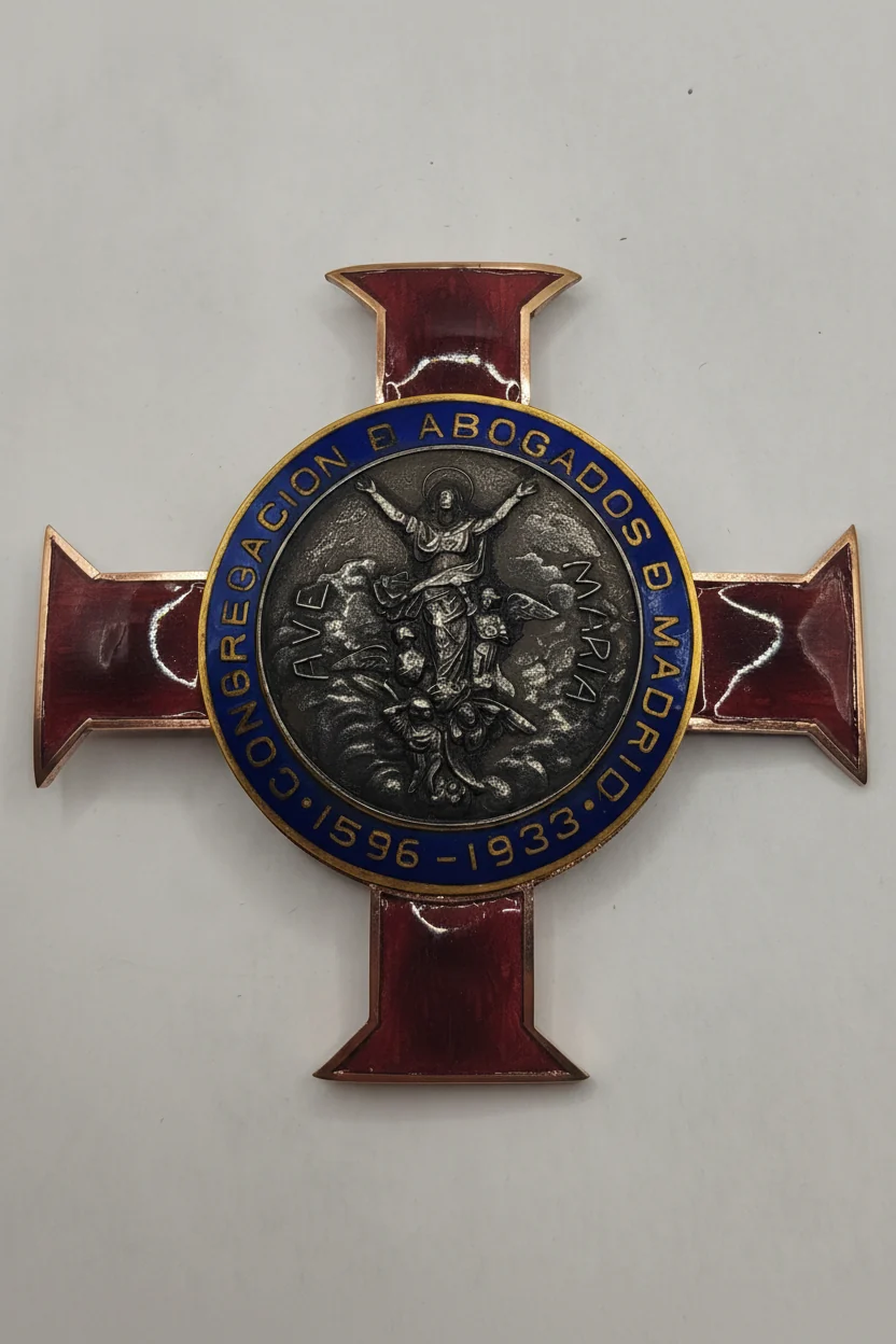 Placa cruz Colegio Abogados de Madrid. II Rep��blica Espa?a. 1933