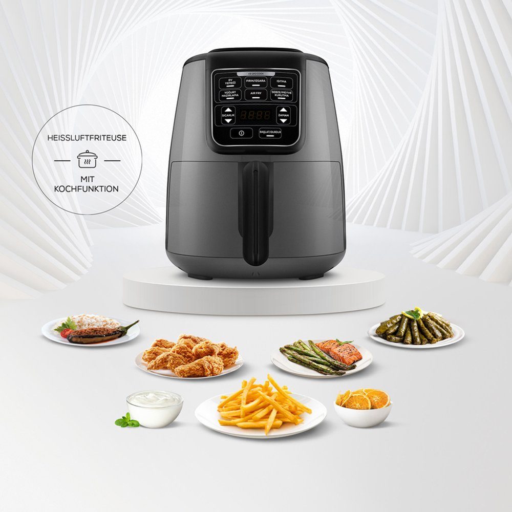 Heißluftfritteuse Karaca Air Cook XL 2 in 1 Airfryer Heißluftfritteuse Fritteuse 4L, 1550W