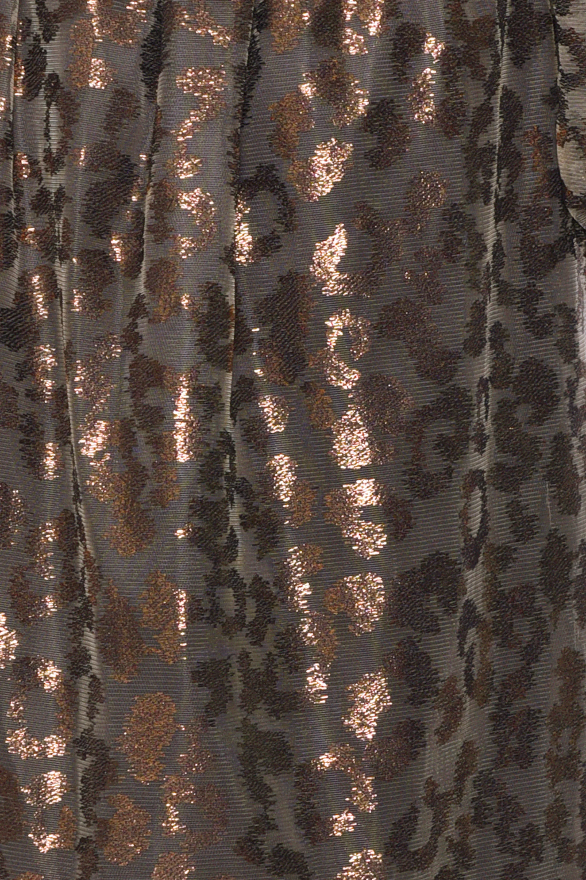 Bronze Metallic Leopard Plunge Button Front Maxi