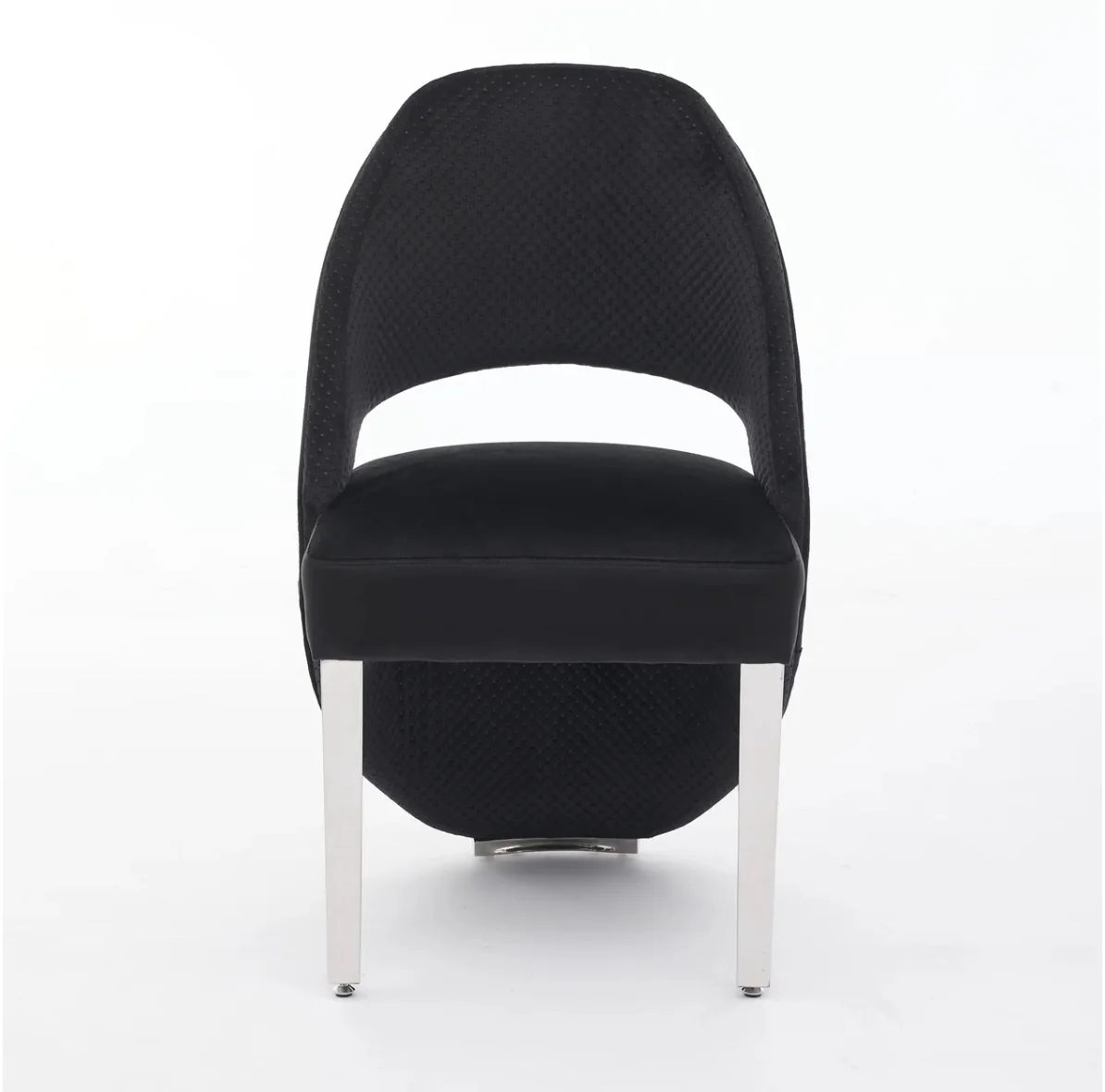 Santorini Black Plush Velvet Dining Chair Chrome Leg