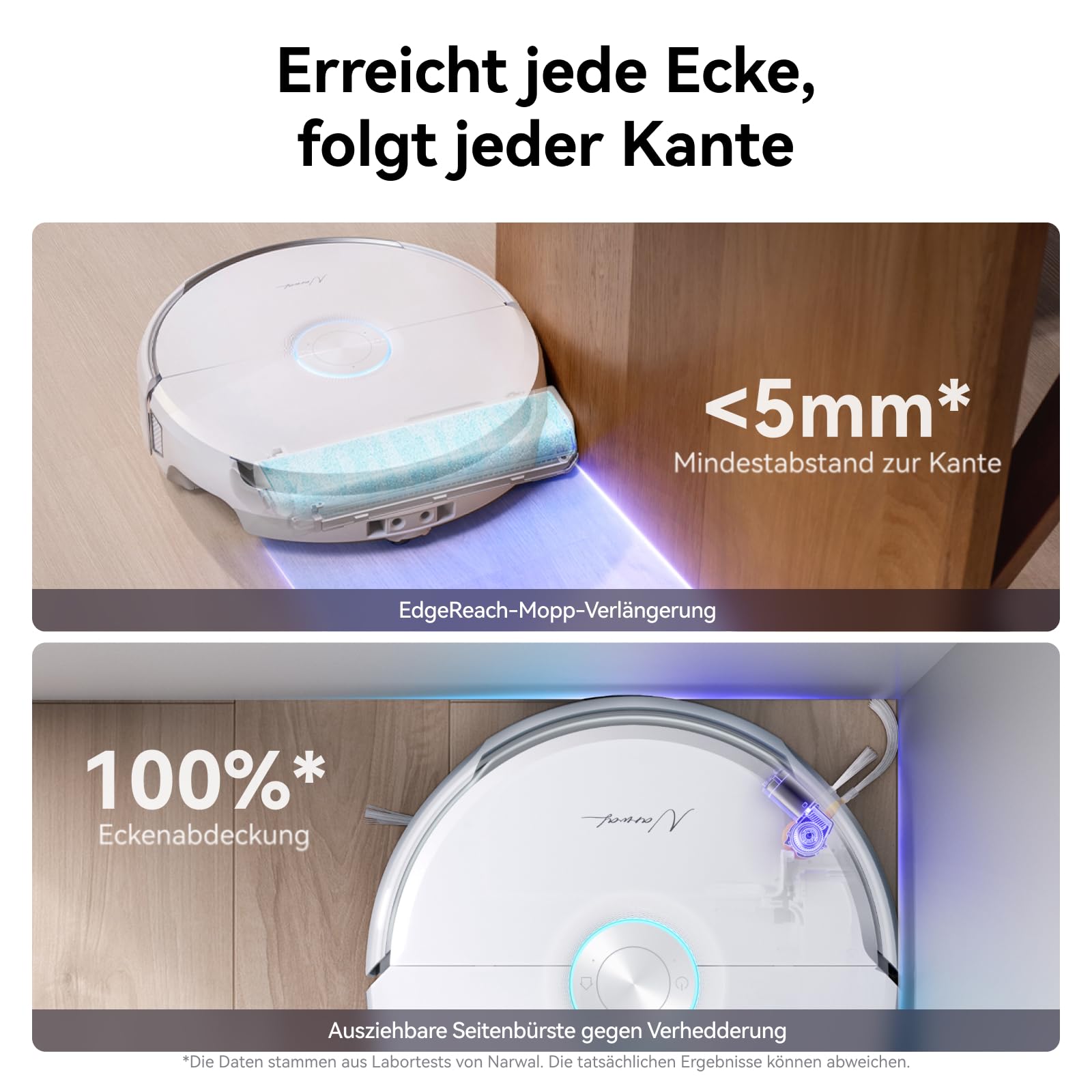 Saugroboter mit selbstreinigendem Wischmopp 22000 Pa Saugkraft FlowWash-Reinigungssystem