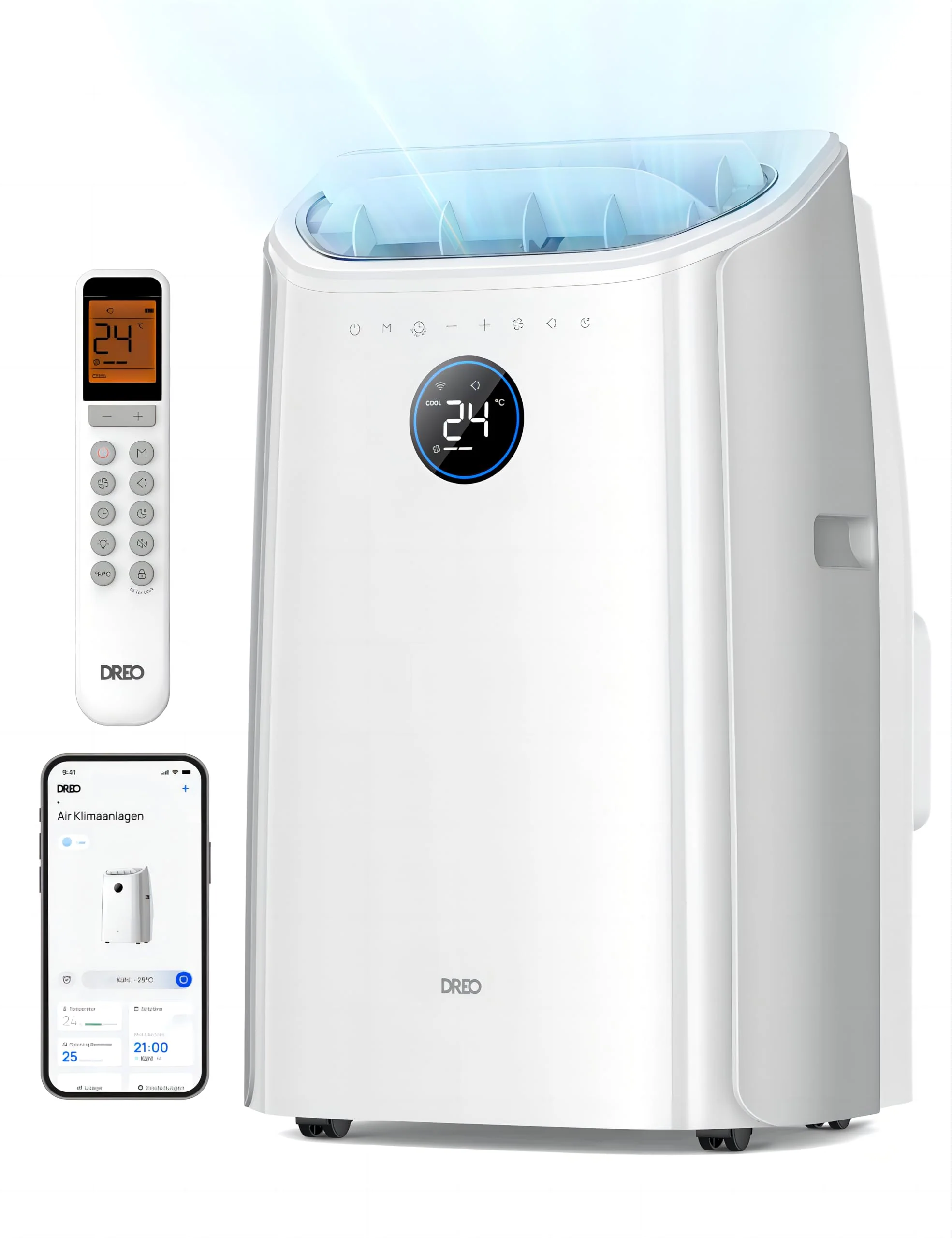 Dreo Tragbare Klimaanlagen, 10.000 BTU AC Einheit für Schlafzimmer mit Drainagefreier Kühlung, APP/Stimme/Fernbedienung, 24h Timer mit Ventilator & Luftentfeuchter, AC515S
