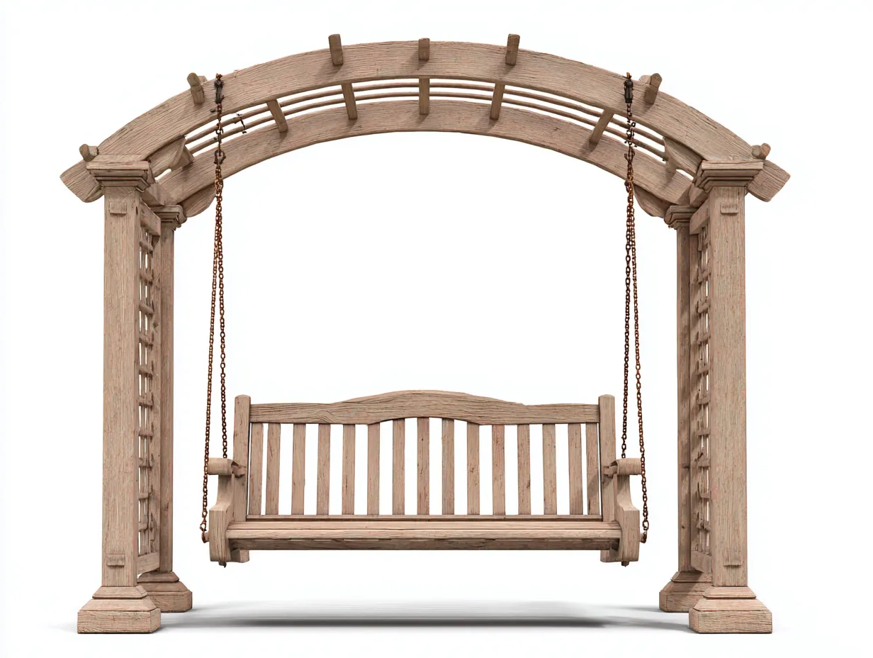 Dondolo da giardino - Legno-Metallo - 225x130x220 cm - Legno chiaro - Stile rustico