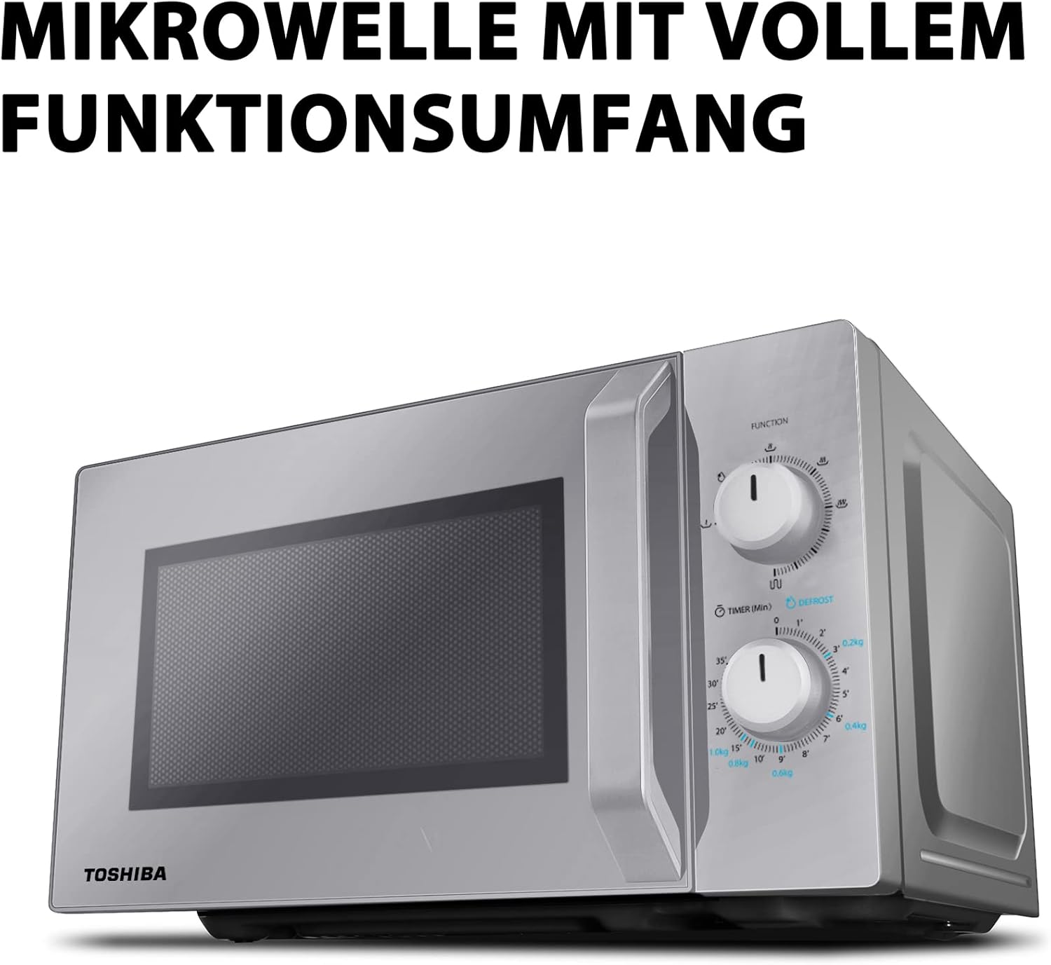 Toshiba MW2-MM20PF(BK) Freistehend Mikrowelle/Solo-Mikrowelle / 20L / 800W / 5 Leistungsstufen mit praktischer Auftaufunktion/LED-Beleuchtung im Innenraum/Schwarz