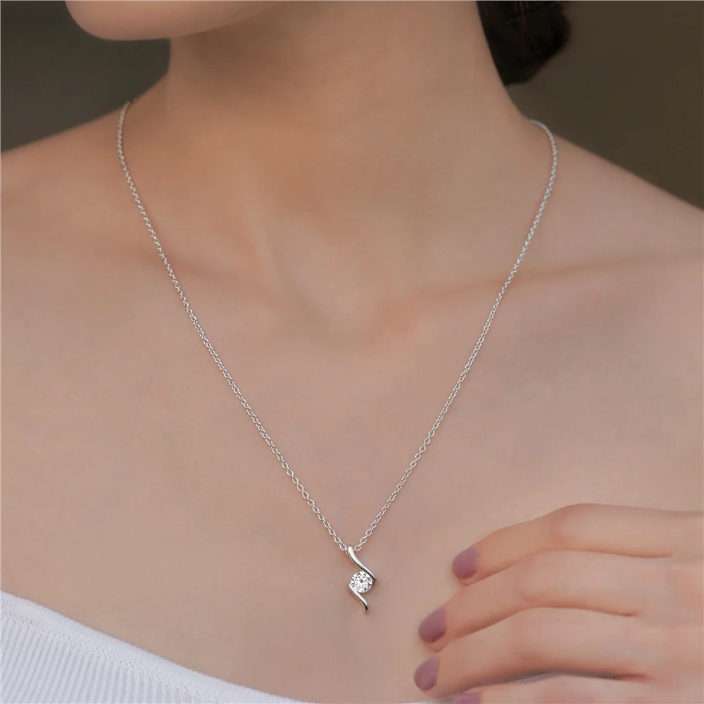 Newbridge Silverware Drop Pendant with Clear Stone