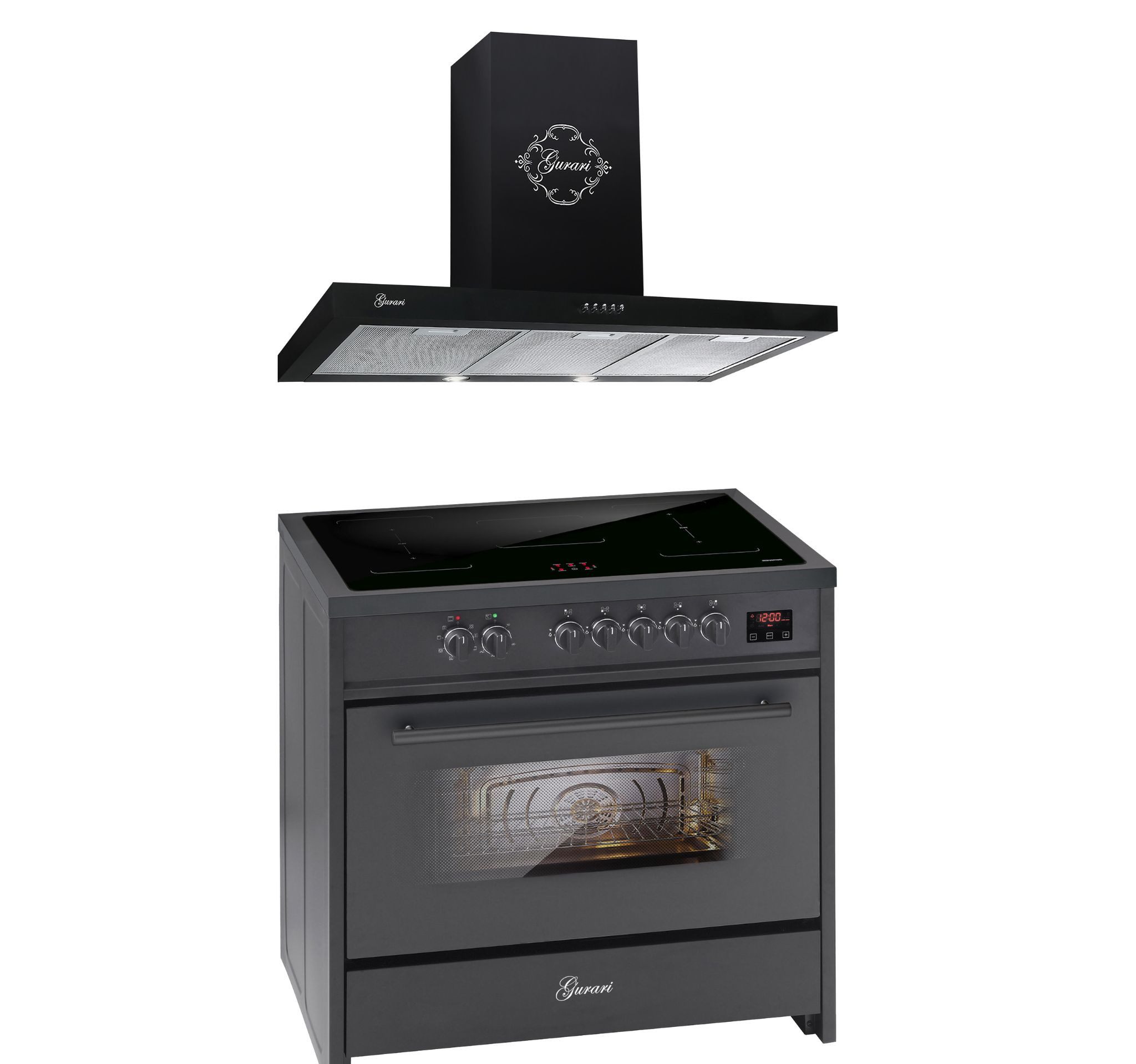 Induktions-Standherd Range Cooker 90 cm, 121L+Dunstabzugshaube 90 cm E 913 BL+GCH F 461 BL 9.