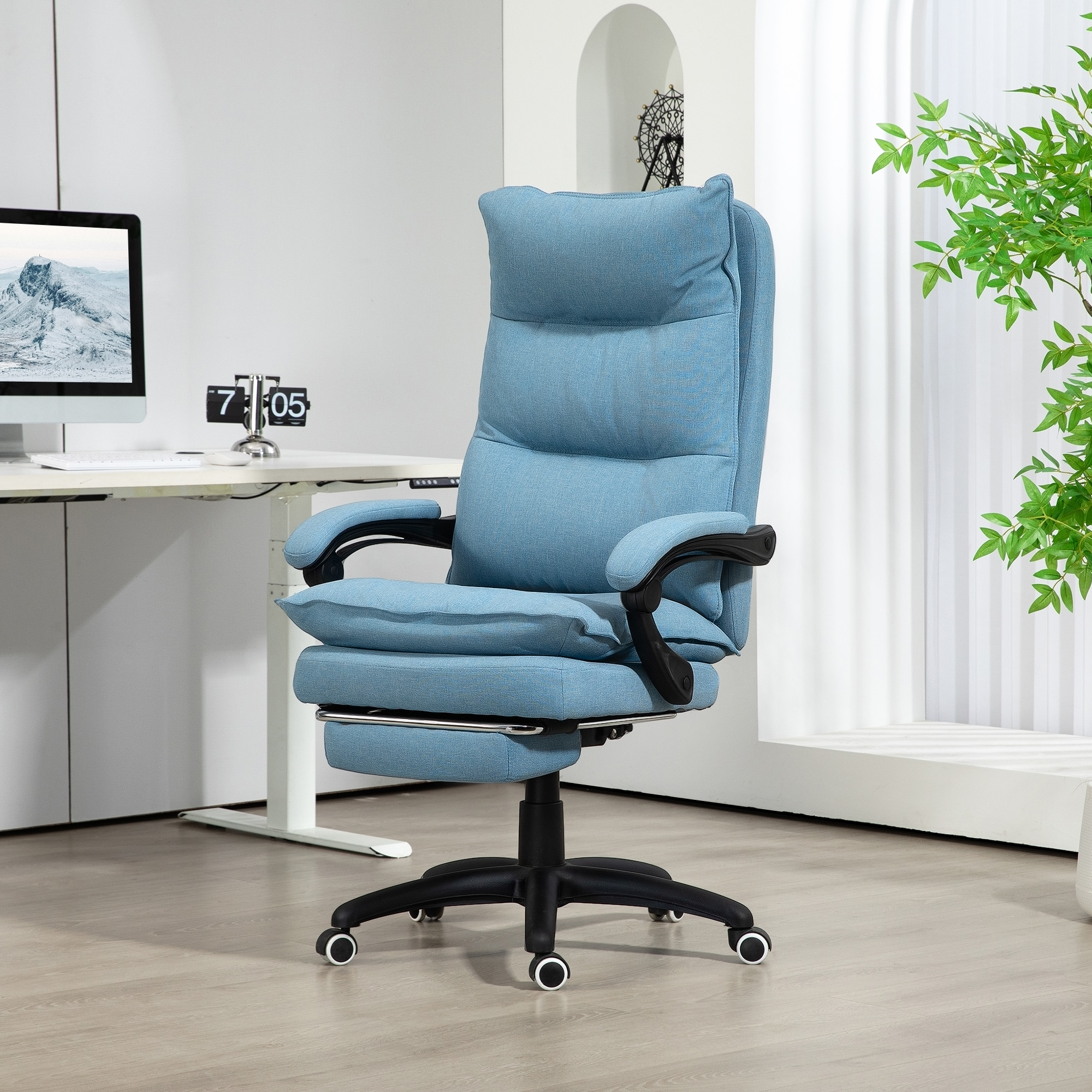 Vinsetto Massage-Bürostuhl, Schreibtischsessel mit Massagefunktion, höhenverstellbarer, ergonomischer Drehstuhl, Nylon, Blau