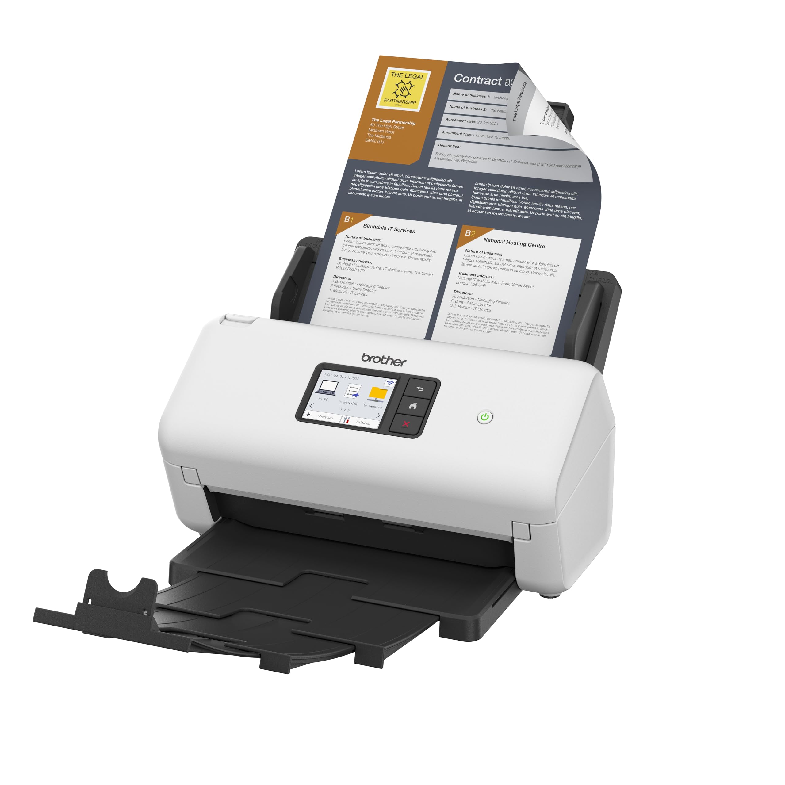 Dokumentenscanner ADS-4550W mit Duplex-Scan USB LAN und WLAN 35 Seiten pro Minute 60-Blatt-Vorlageneinzug und Touchscreen