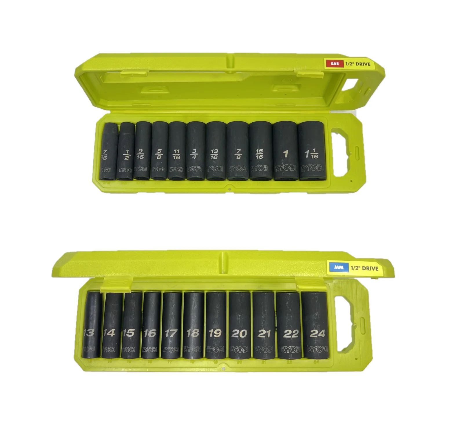 RYOBI 1/2 in SAE & Metric Deep Impact Socket Set, 6 Point (22-Piece)