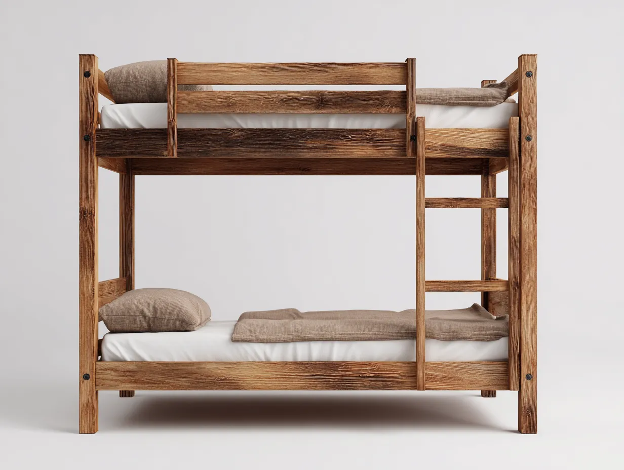 Etagenbetten-Massivholz-210 x 99 x 166 cm-Dunkelbraun-Rustikaler Landhausstil