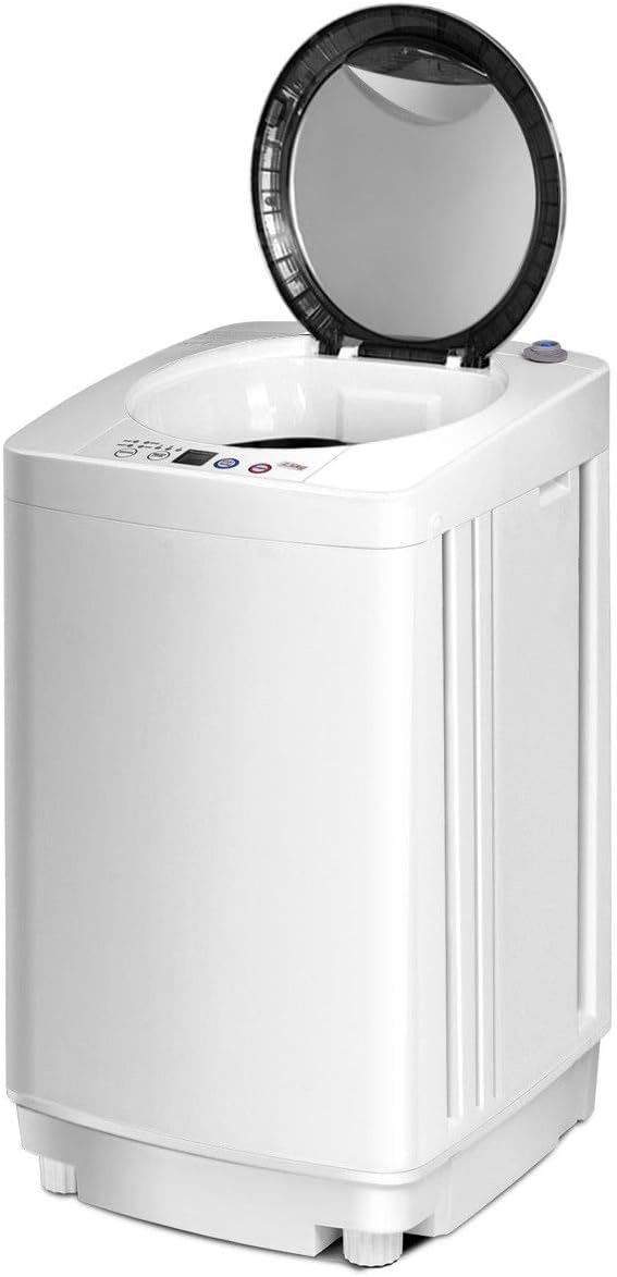 COSTWAY 2 in 1 Lavatrice Portatile Automatico 3,5kg, con Lavaggio Automatico Centrifuga, Mini Lavatrice per Appartamento Campeggio, 43x43x75 cm, Bianco