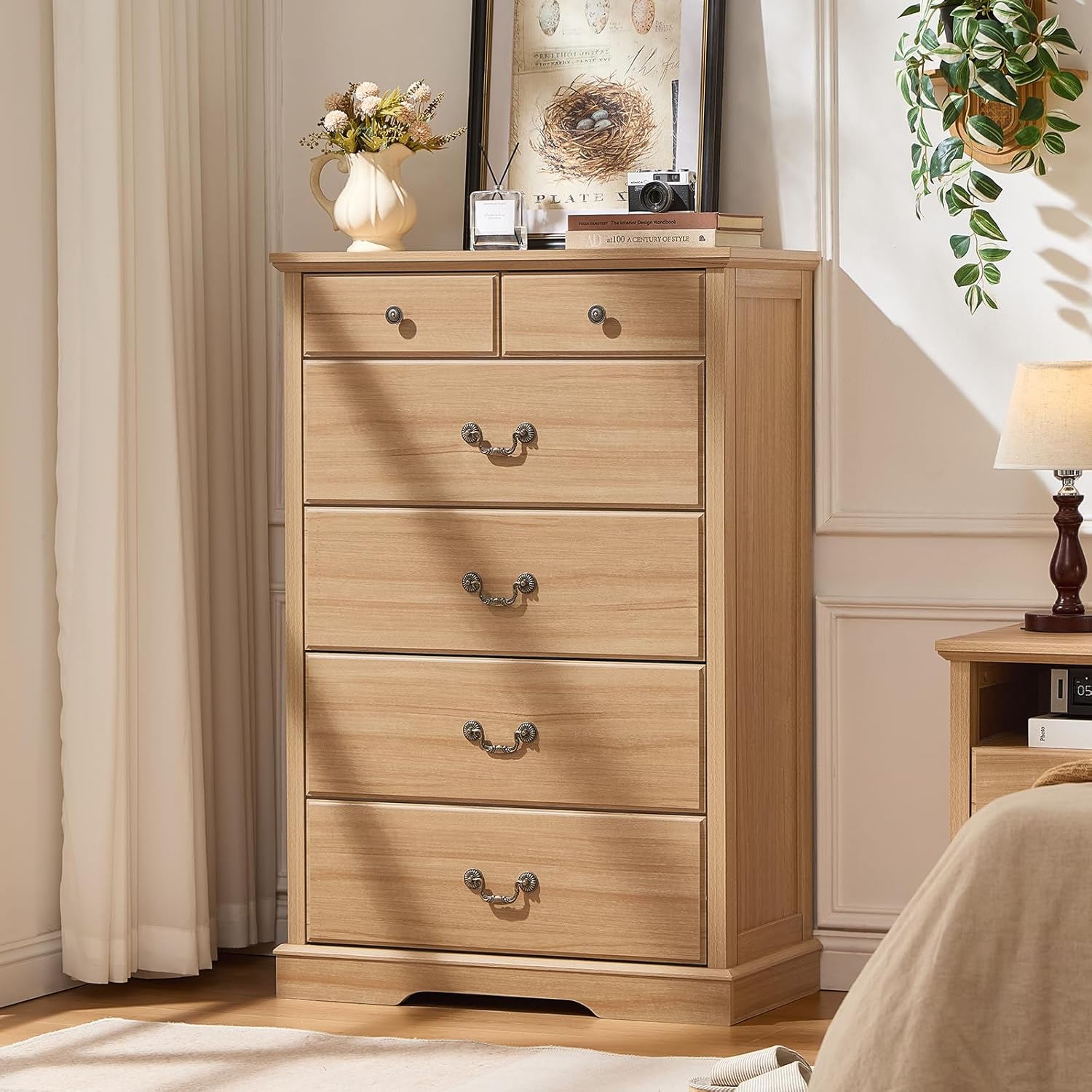 6 Drawer Dresser,Farmhouse Wood Chest of Drawers for Bedroom,47