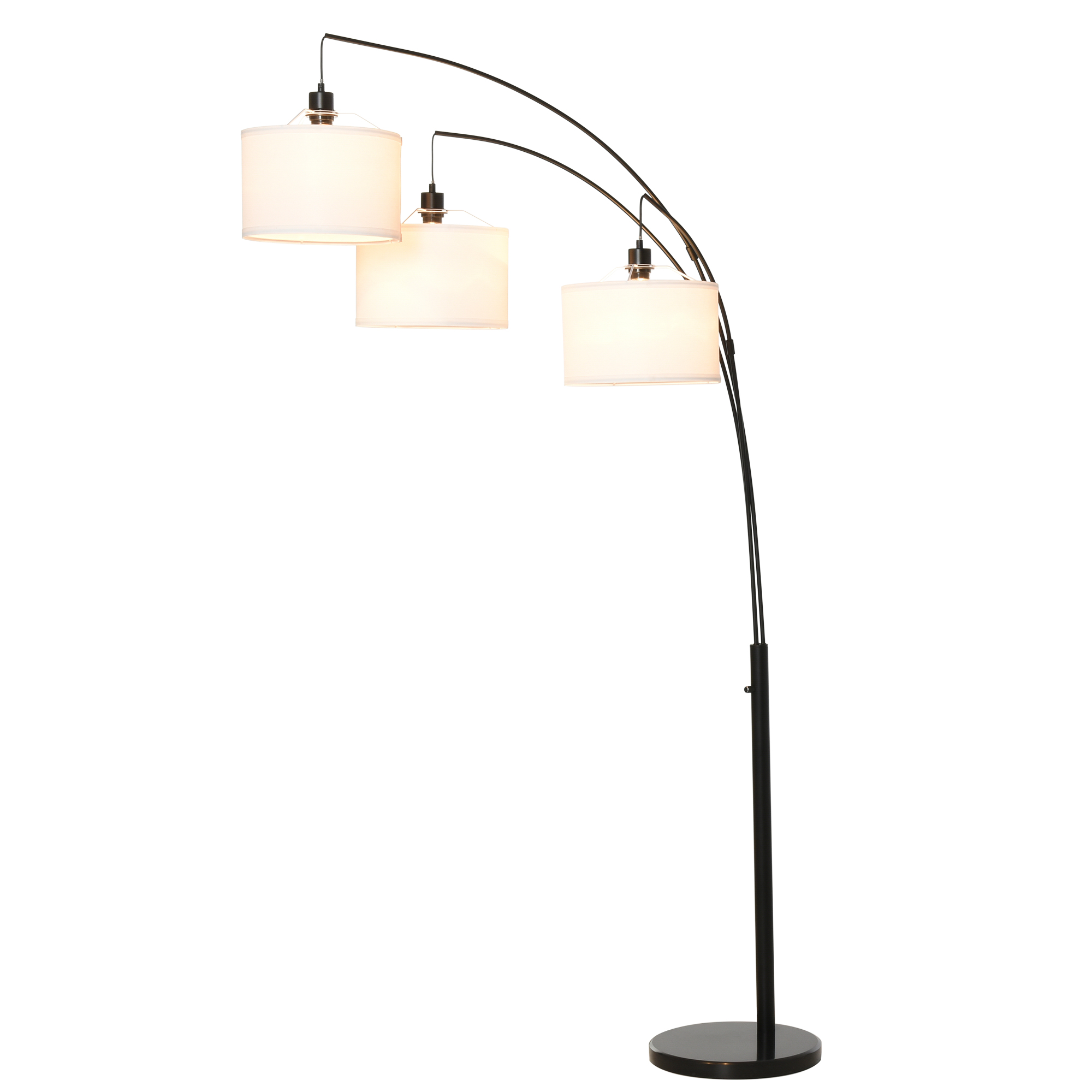 HOMCOM Stehlampe mit 3 Lichtern und flexiblen Armen, Marmorsockel und Metallständer, 103x34.5x205cm, Schwarz und Weiß