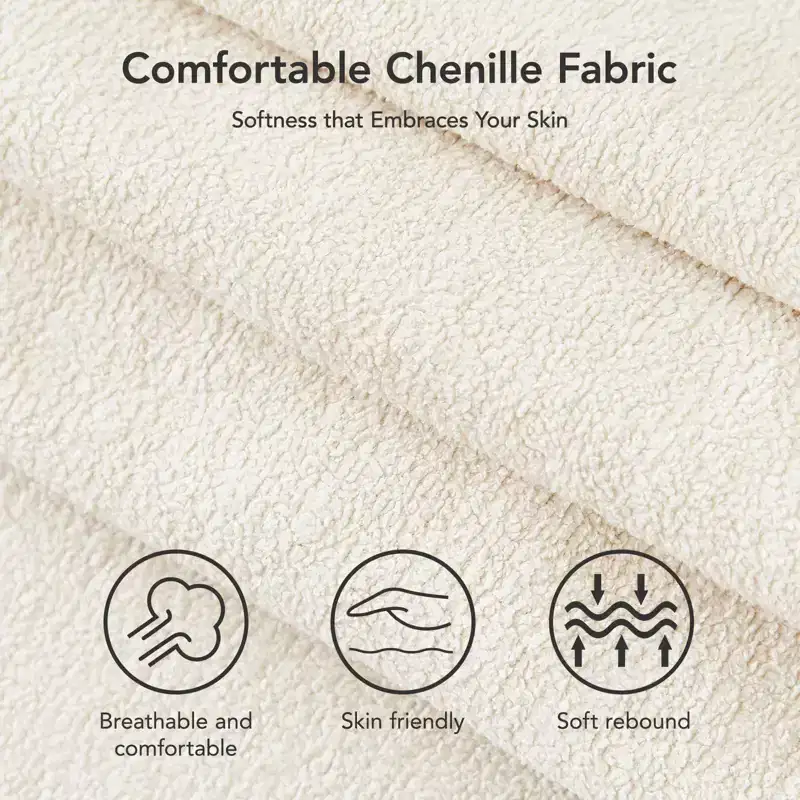 Chenille Sleeper Sofa Bed, Convertible Couch with Pull-Out Bed for Living Room