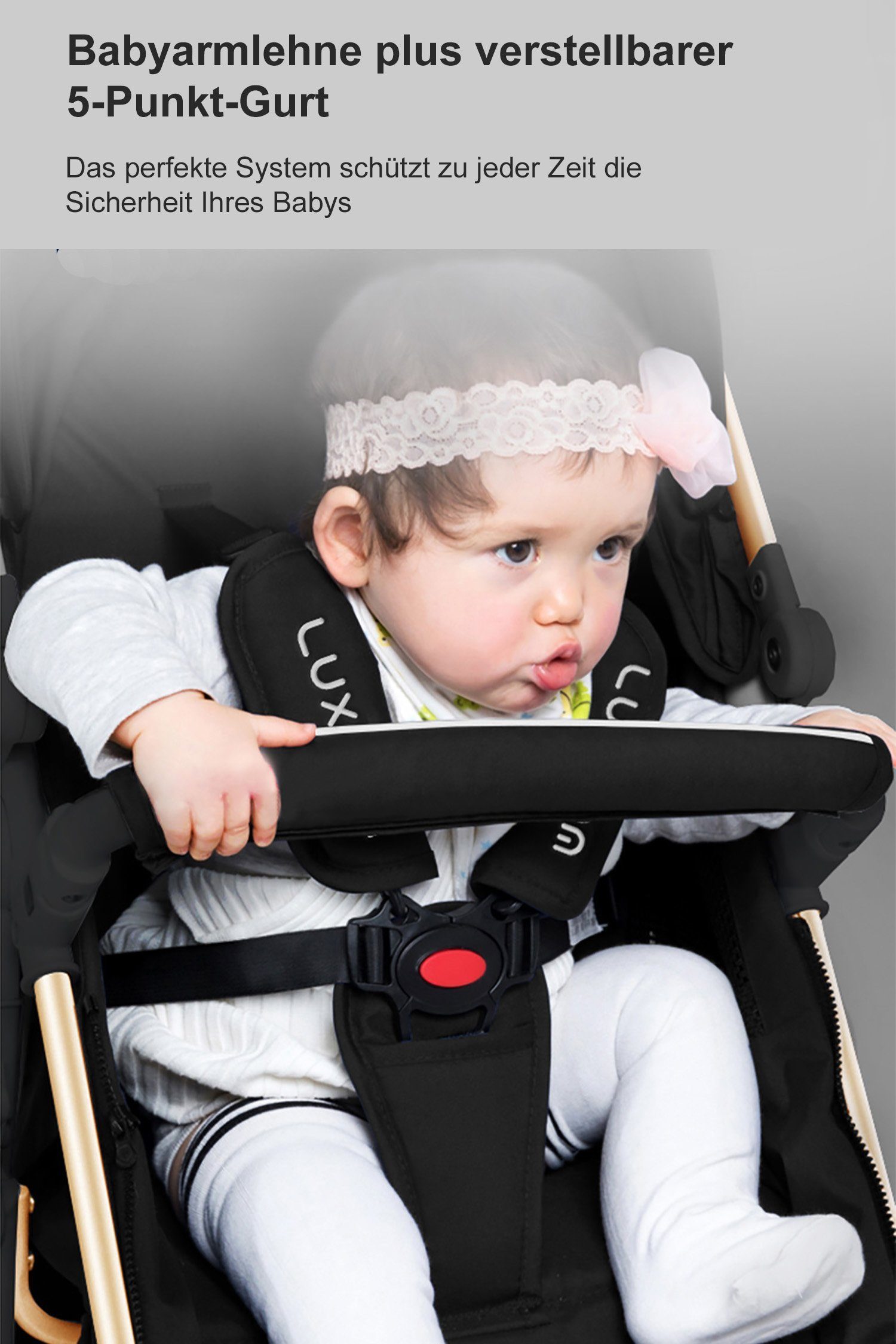 Kombi-Kinderwagen Baby Buggy Babyschale Babywanne 5-Punkt-Sicherheitsgurt Getränkehalter