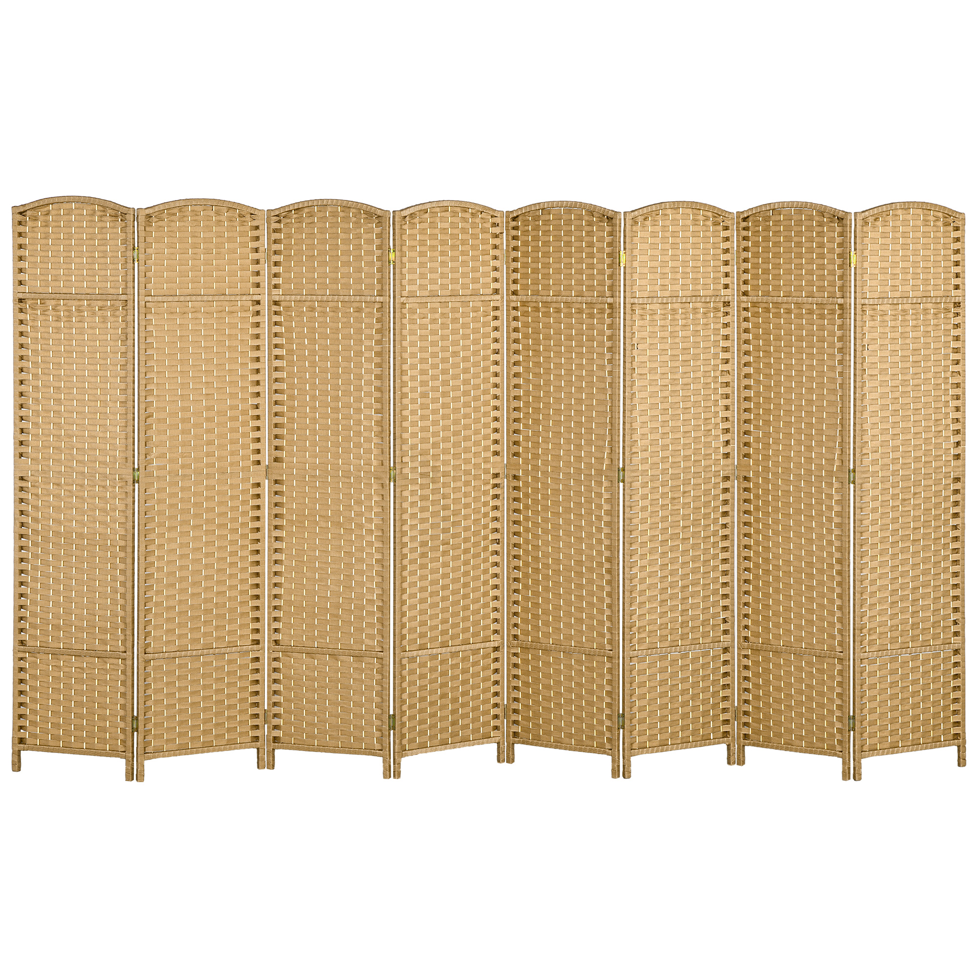 HOMCOM 8-teiliger Raumtrenner, Faltbarer Sichtschutz, Sichtschutzwand für Wohnzimmer, Schlafzimmer, Homeoffice, Natur