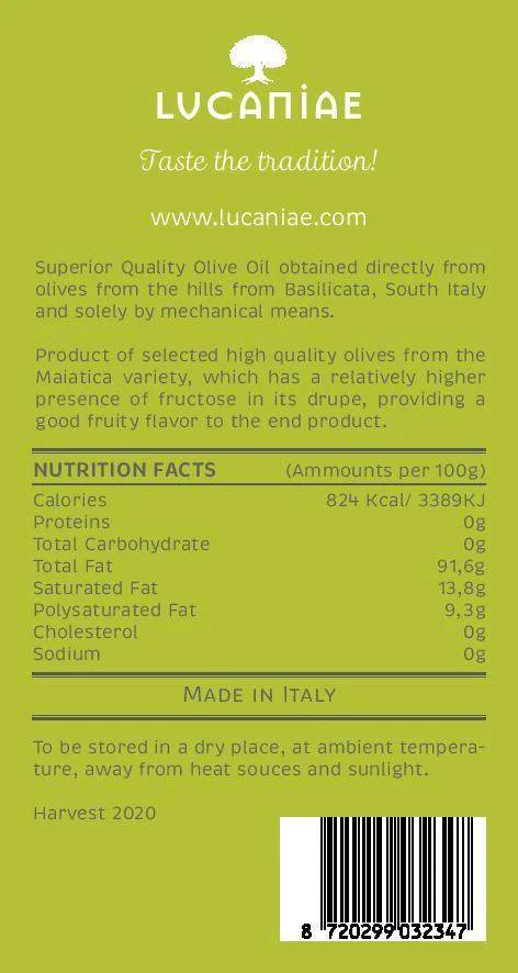 Italian Extra Virgin Olive Oil - BIO - 1 lt. (can)