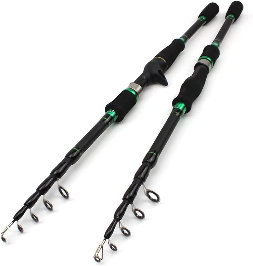Angelrute und Tackle Kit - Tragbare Teleskopstange aus Carbon zum Werfen - 2,4 m Spinning Angelset