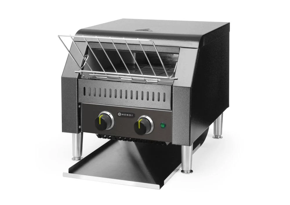 HENDI Toaster, 2240 W, 387 mm, 230 V, Schwarz, Durchlauf-, doppelt, Förderband, Ketten, Einstellbar Röstzeit bis zu 3 minuten