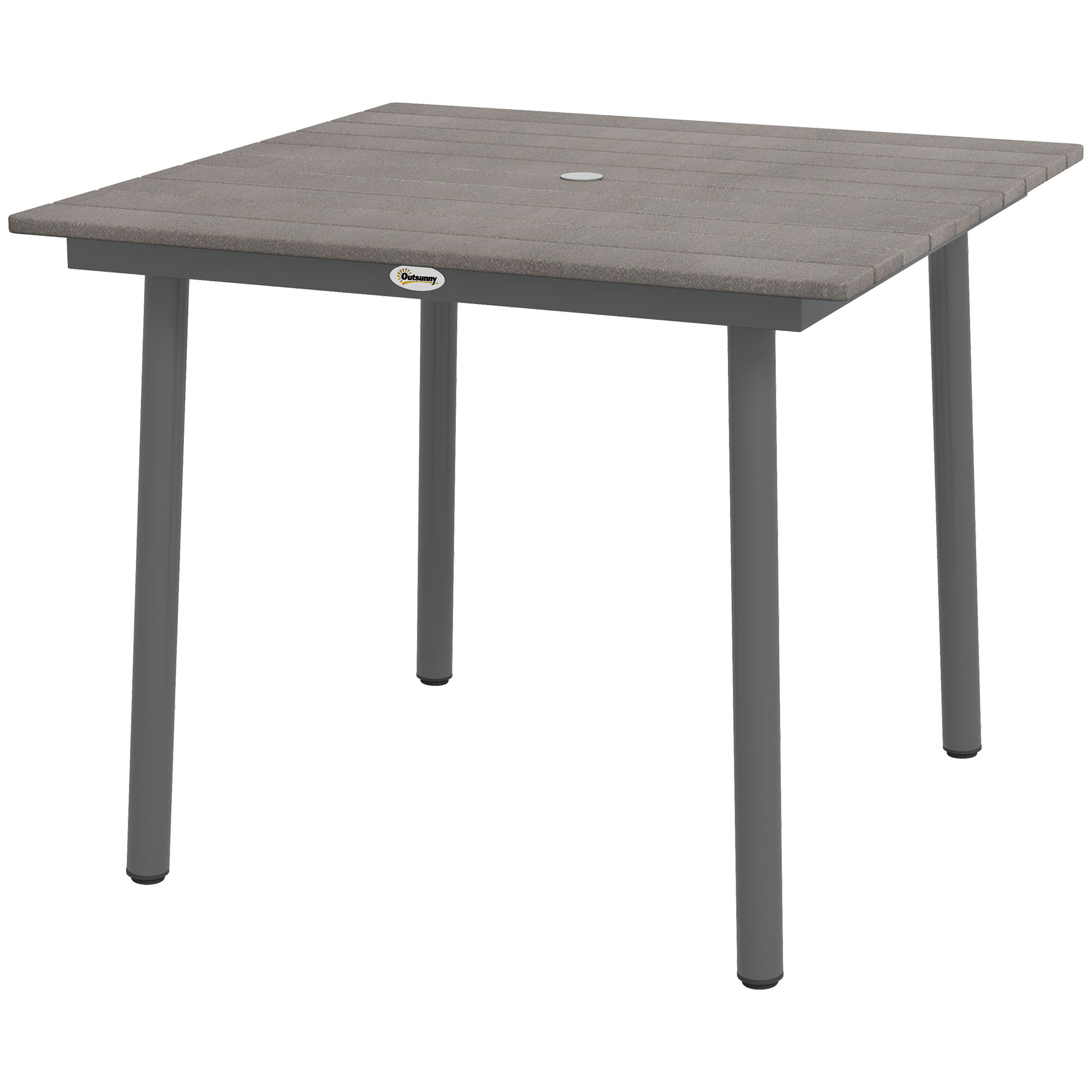 Outsunny Gartentisch Outdoor-Esstisch Loungetisch, wetterbeständig, modernes Design, 90 x 90 x 75 cm, Dunkelgrau