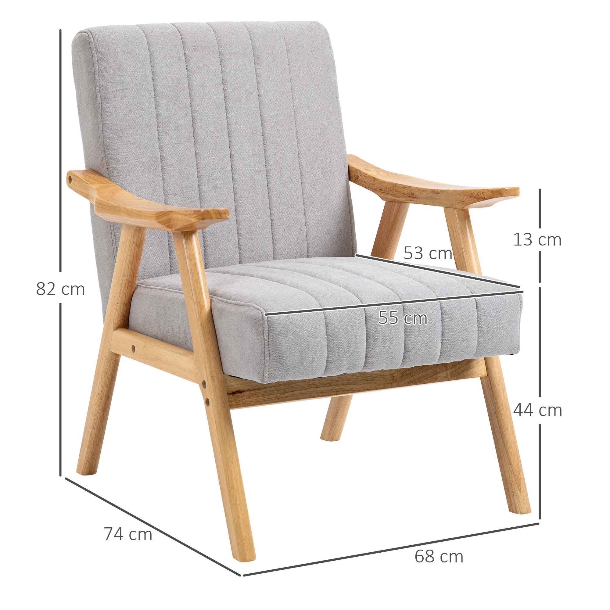 HOMCOM Polsterstuhl Skandi Design extra bequem Samt Hellgrau