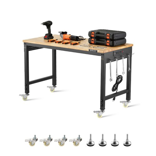 VEVOR Werkbank 907kg Arbeitstisch mit Steckdose Stecktafel 1220x610x711-1003mm
