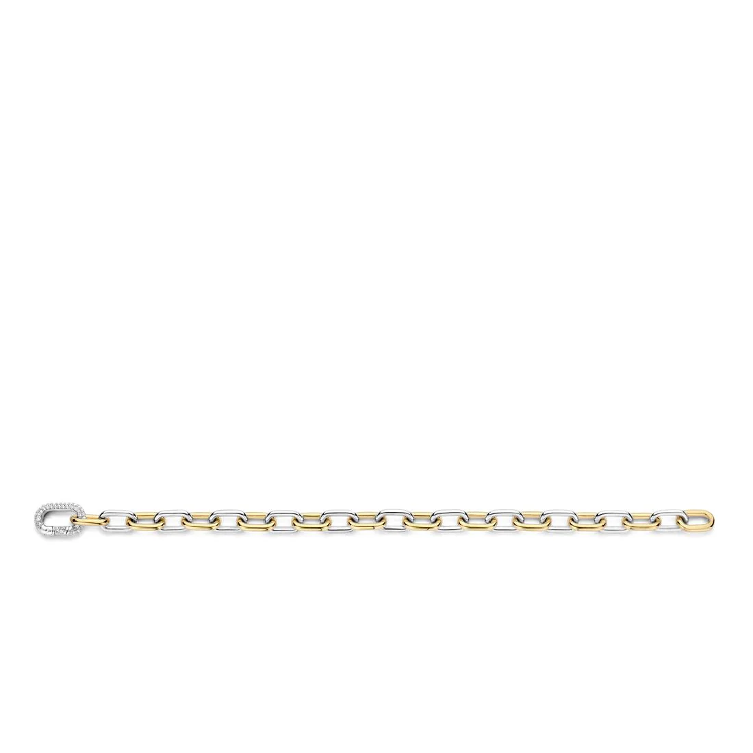 Bracciale Ti Sento Milano a catena in argento dorato bicolore con zirconi 23052ZY