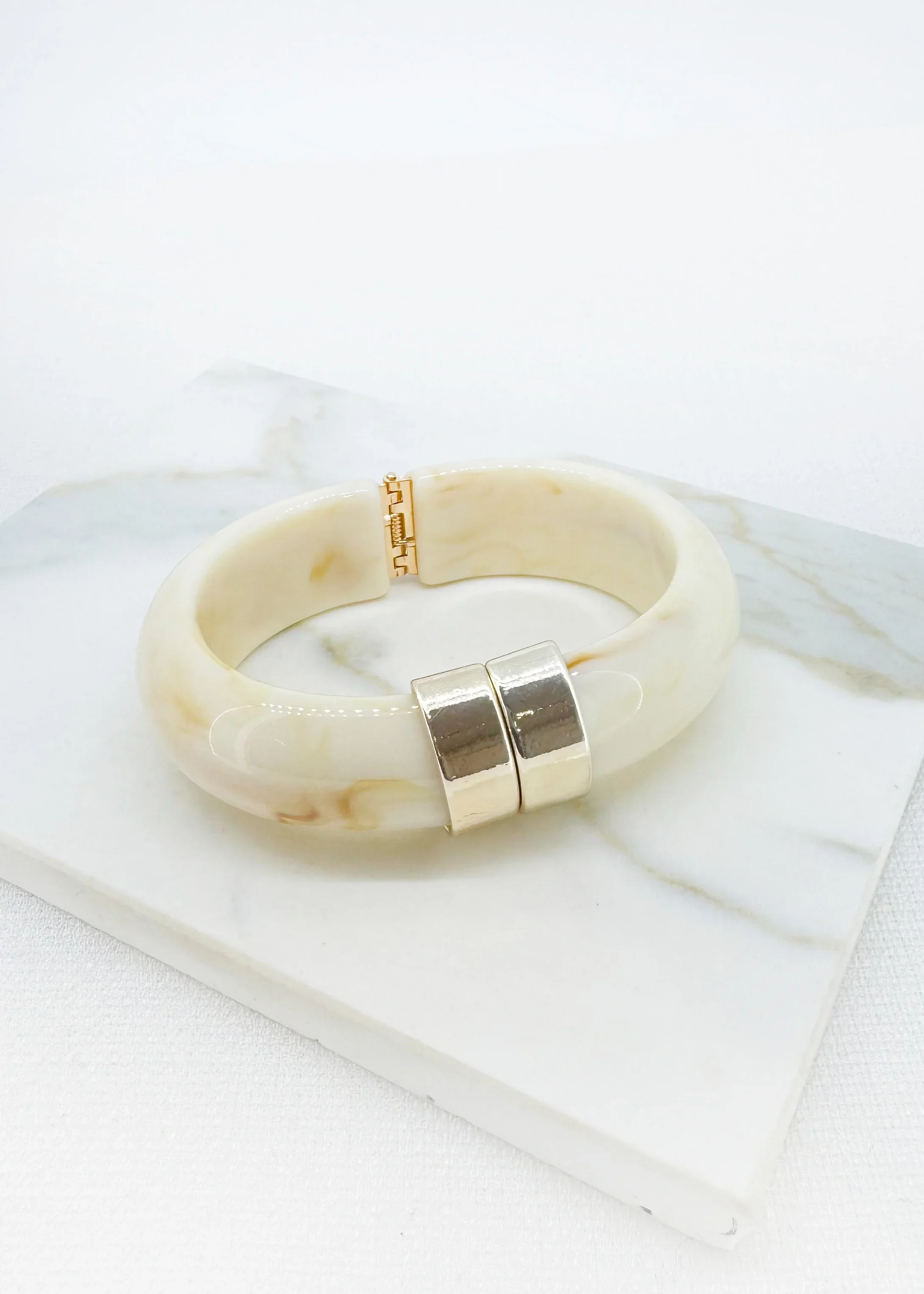 Envy Cream Resin Hinged Bangle