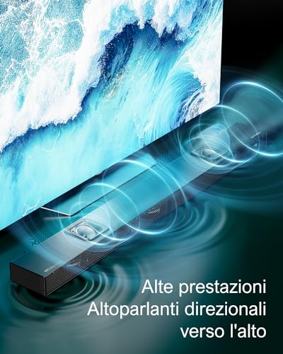 ULTIMEA 5.1.2 Soundbar compatibile con Dolby Atmos, sistema audio surround home theater, subwoofer wireless da 8", soundbar per TV, 2 driver rivolti verso l'alto, 4K HDR, Nova S80 (altoparlanti : Elettronica
