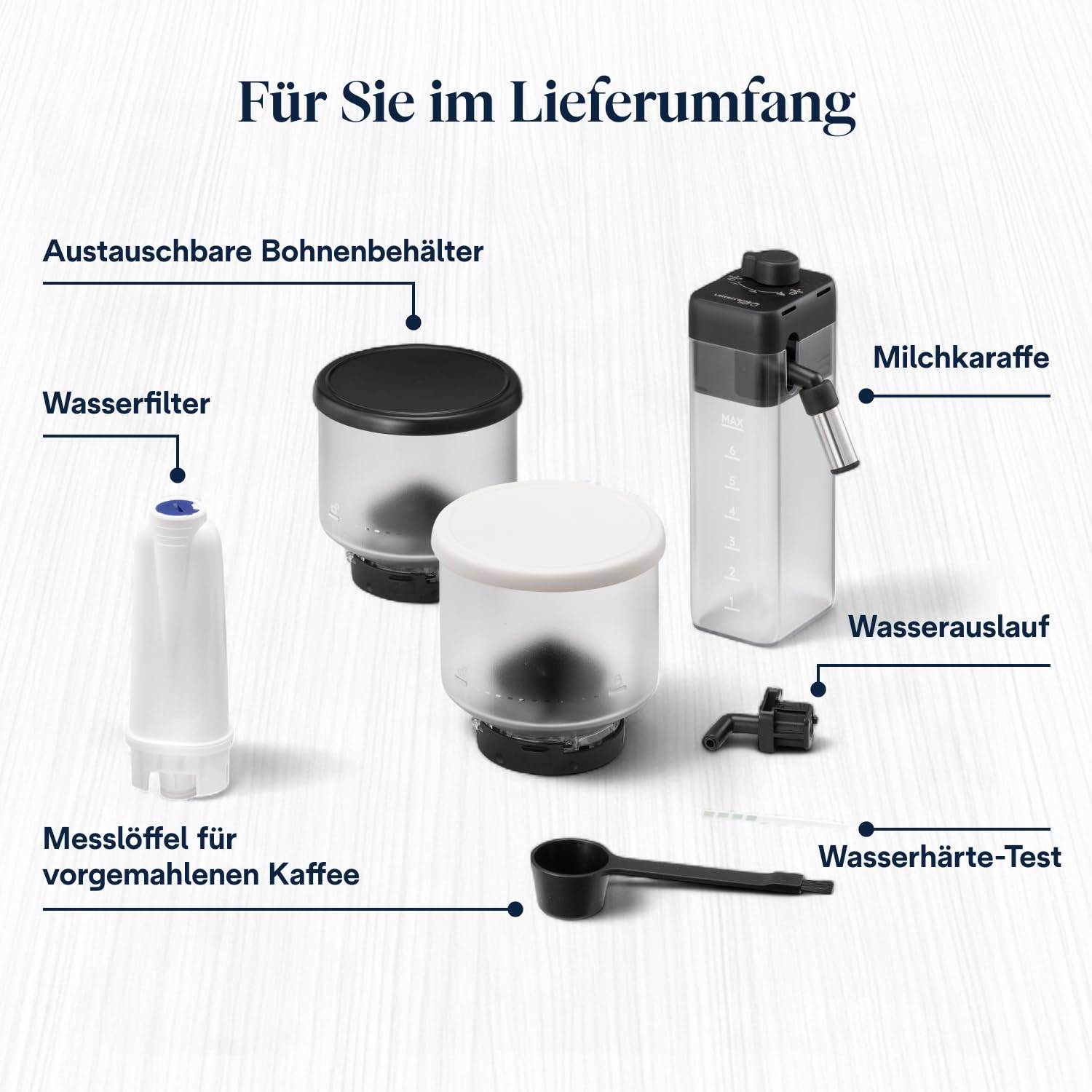 Kaffeevollautomat Rivelia 16 Getränke 1,4 l 3,5-Zoll-Touchdisplay austauschbare Bohnenbehälter LatteCrema Milchsystem Weiß