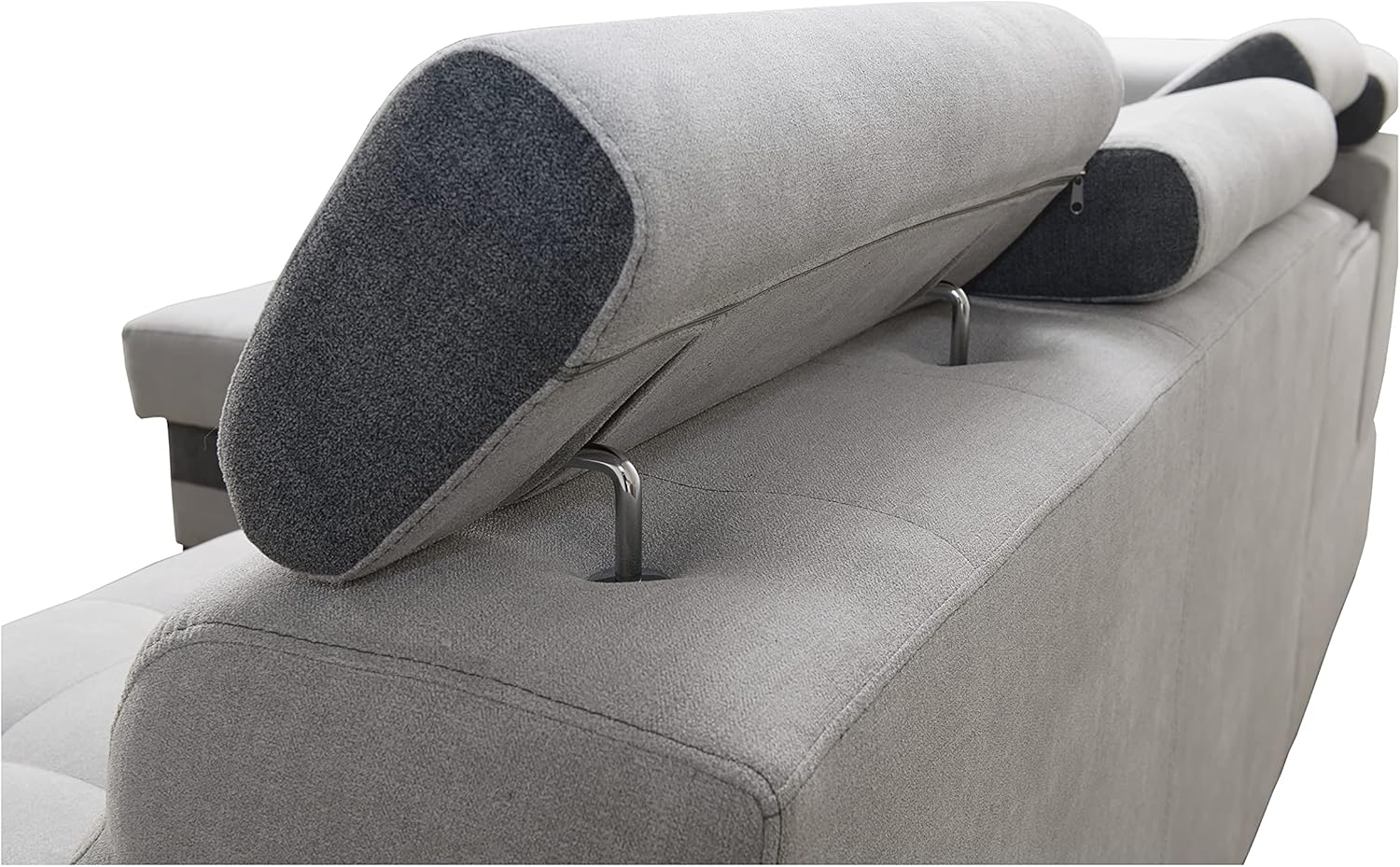 Robin Inspire Grand Divano angolare con funzione di letto cassetto per la biancheria due pouf poggiatesta regolabile angolo a destra grigio scuro 277 x 180 x 100
