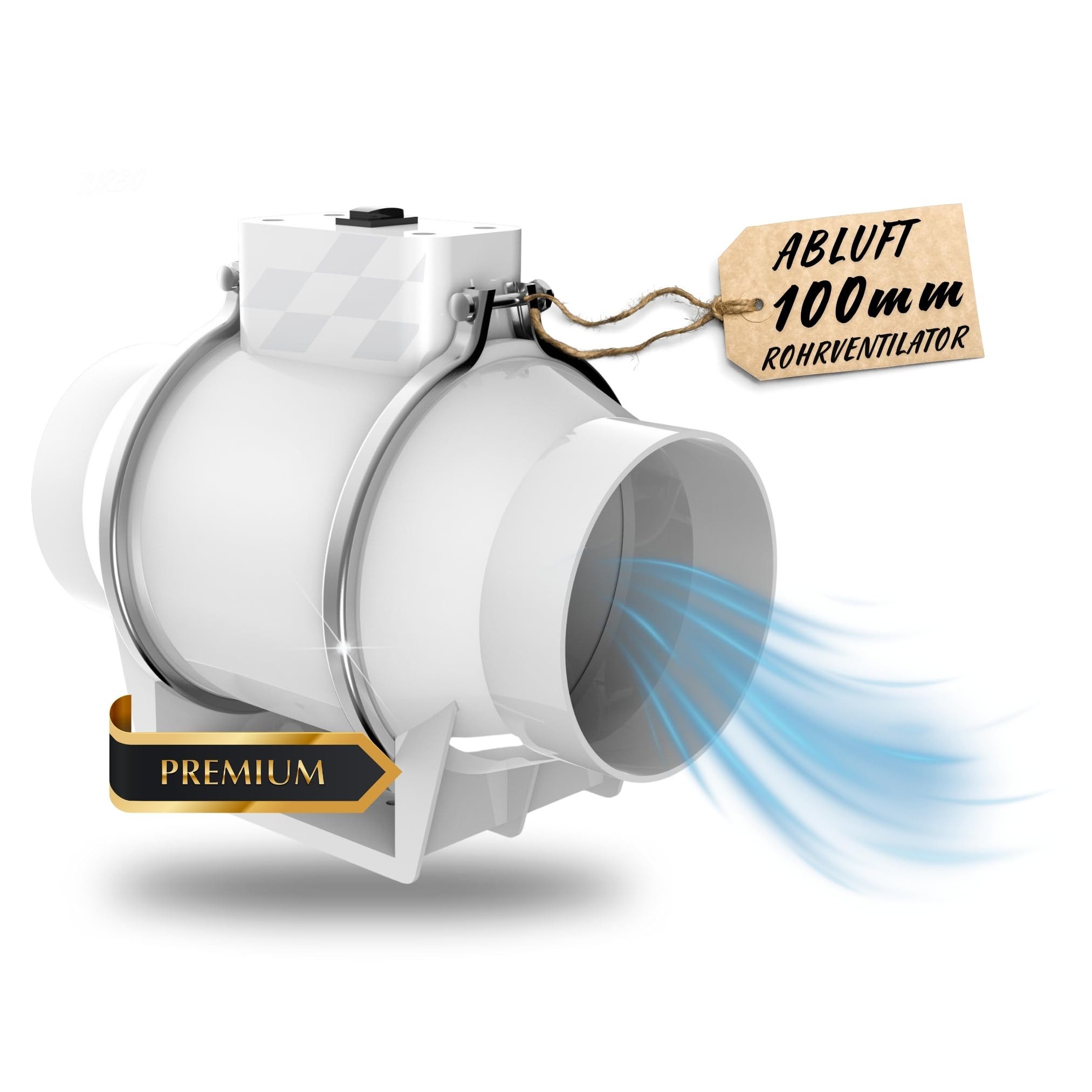 Radialventilator 100mm Abluft Turbo Lüfter ohne Kabel für Festmontage Ventilator Rohr
