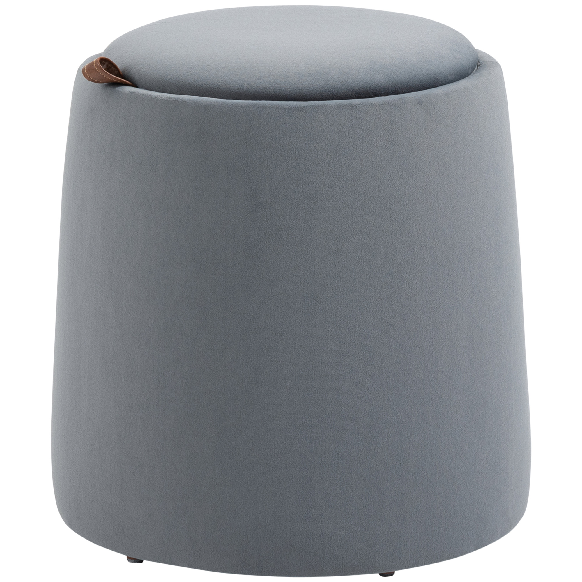 2-in-1 Ottomaanse kruk, ronde gestoffeerde kruk, voetenbank met opbergruimte, verwijderbaar fluwelen deksel, bijzettafel voor woonkamer, slaapkamer, grijs, ?44 cm x 47,5 cm