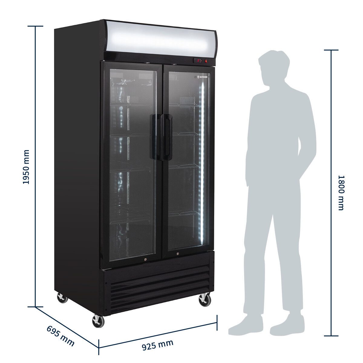 Getränkekühlschrank Getränkekühlschrank 630 - Leuchtaufsatz, 2 Türen, schwarz, LED