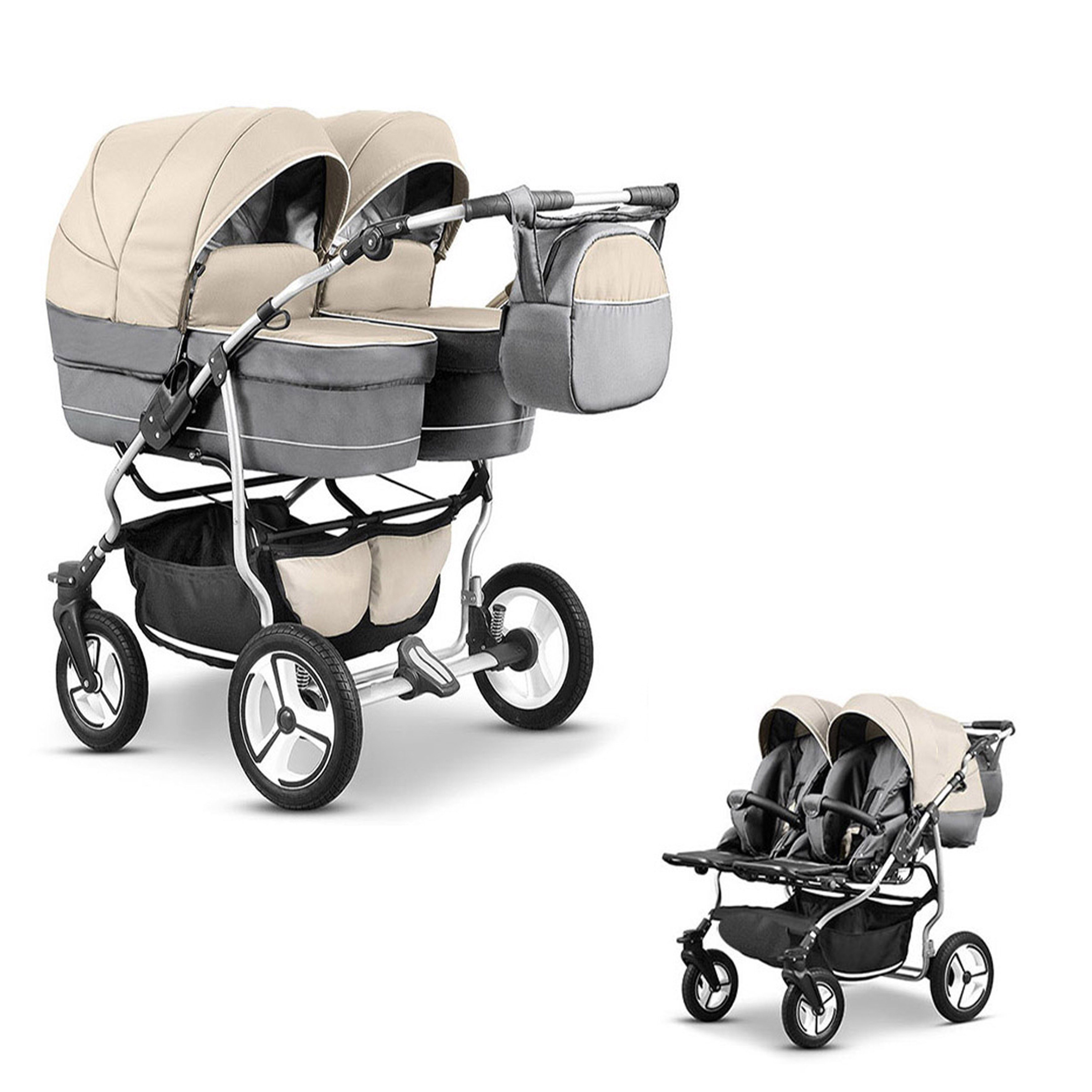Zwillings-Kombikinderwagen Zwillingskinderwagen 2 in 1 Twin Star - 10 Teile - in 16 Farben