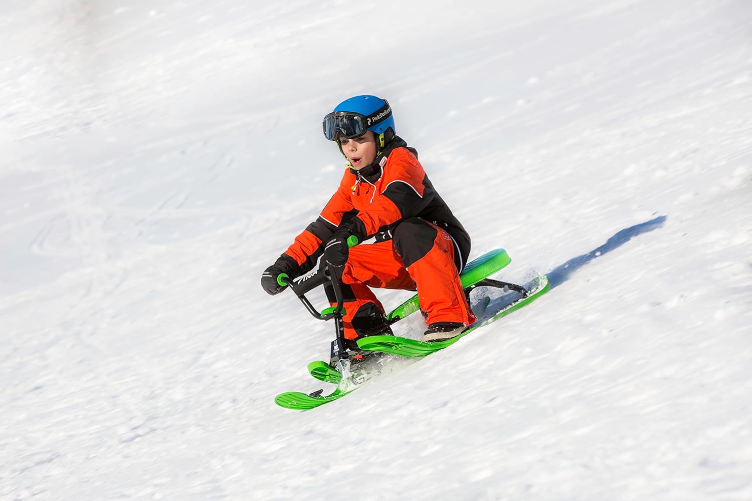 STIGA Snowracer Curve SX – Robuster Schlitten mit BMX-Lenker, Stahlrahmen, Bremse und Zugseilwinde – Lenkschlitten für Kinder ab 7 Jahren und Erwachsene, Max. 90 kg
